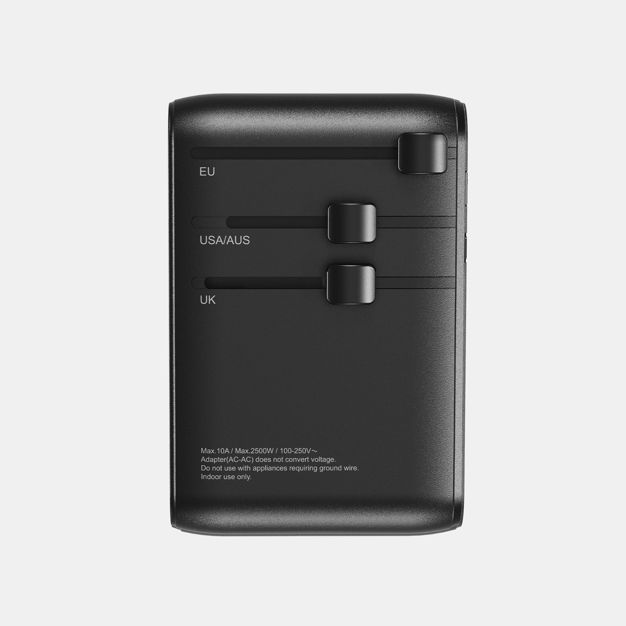 70W Universal Travel Adapter with Retractable Cable Black