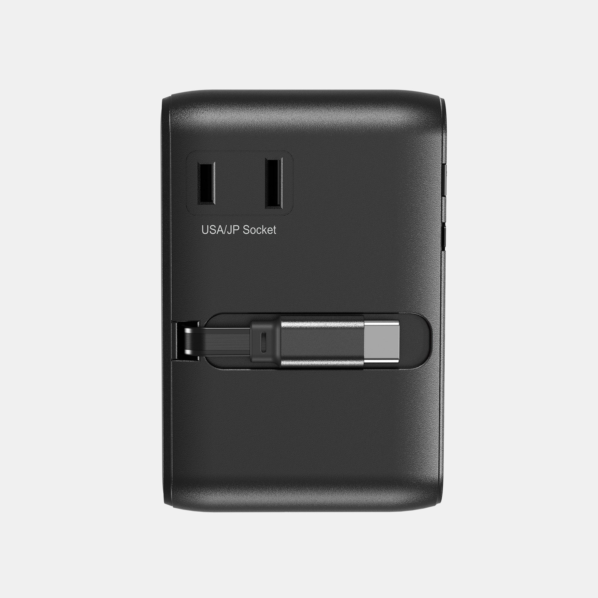70W Universal Travel Adapter with Retractable Cable Black