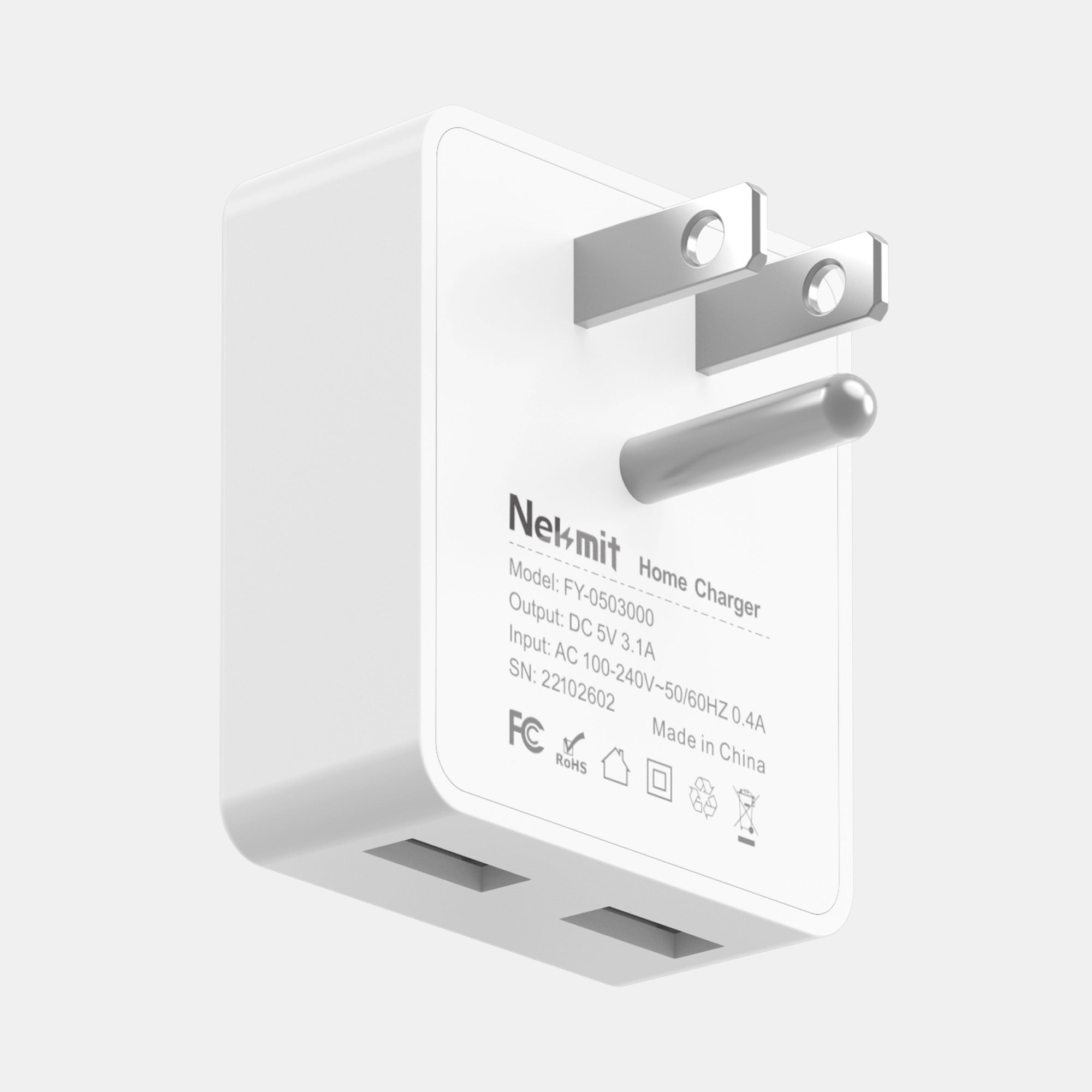 Nekmit home charger with multiple USB ports on a white background