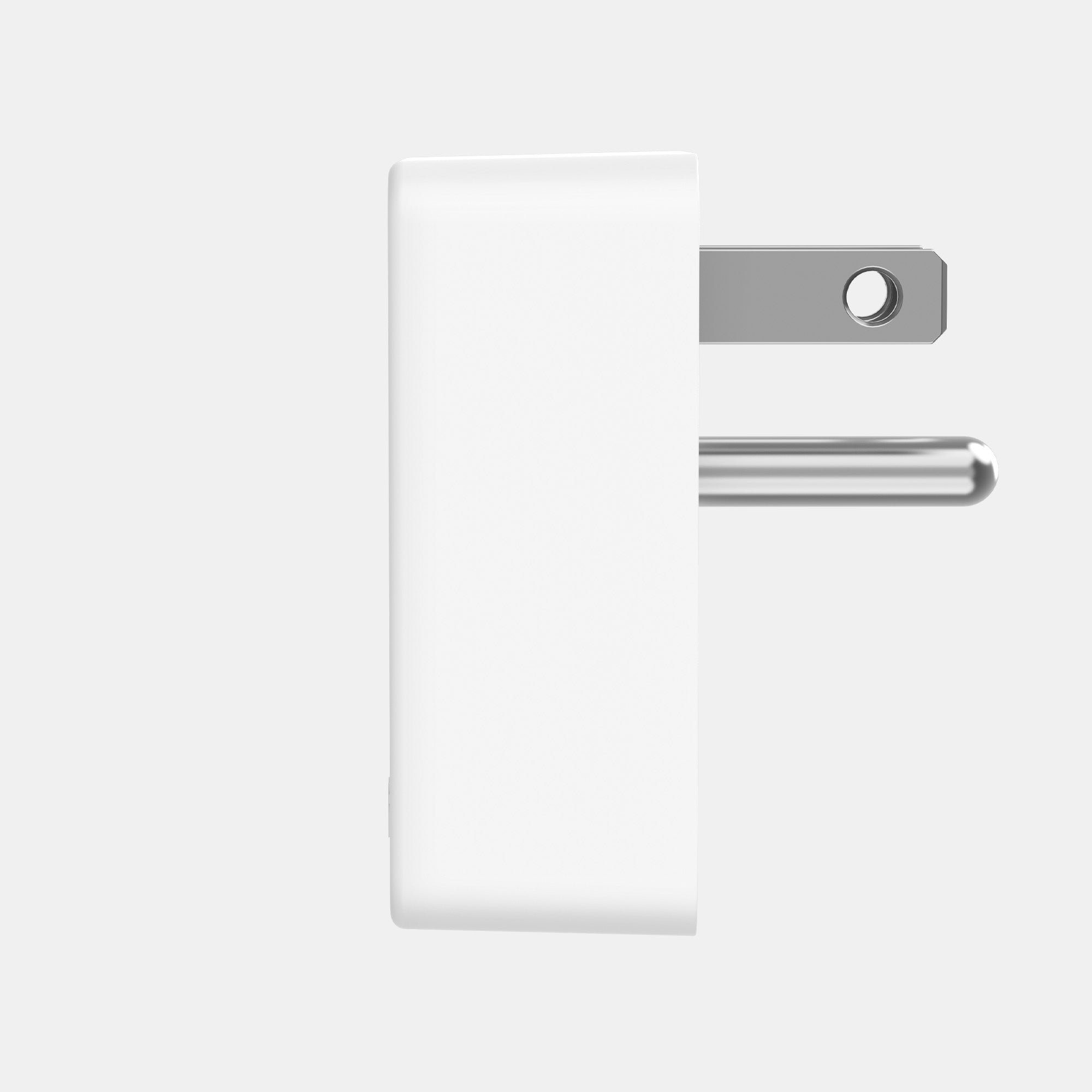 Set of white wall-mounted cabinets with a silver handle on a light gray background