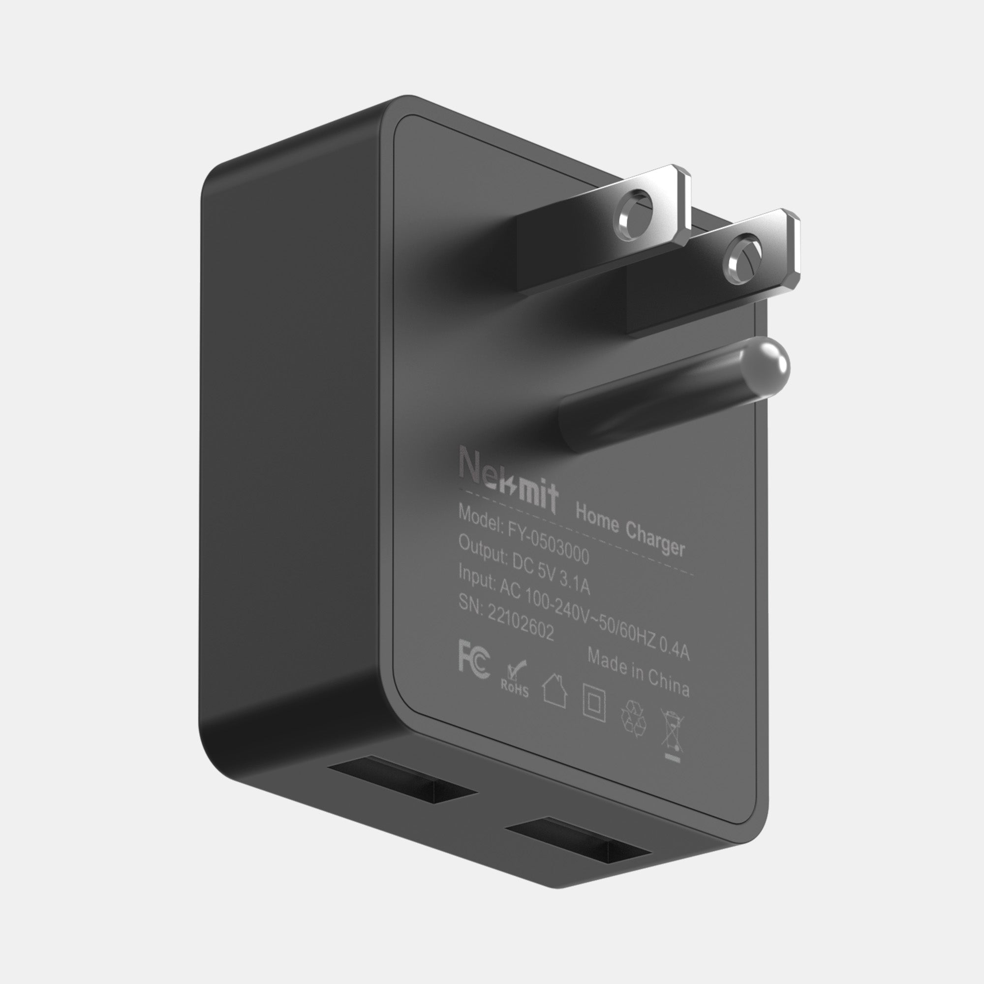 Black home charger with 'Nexmitt' branding on a white background