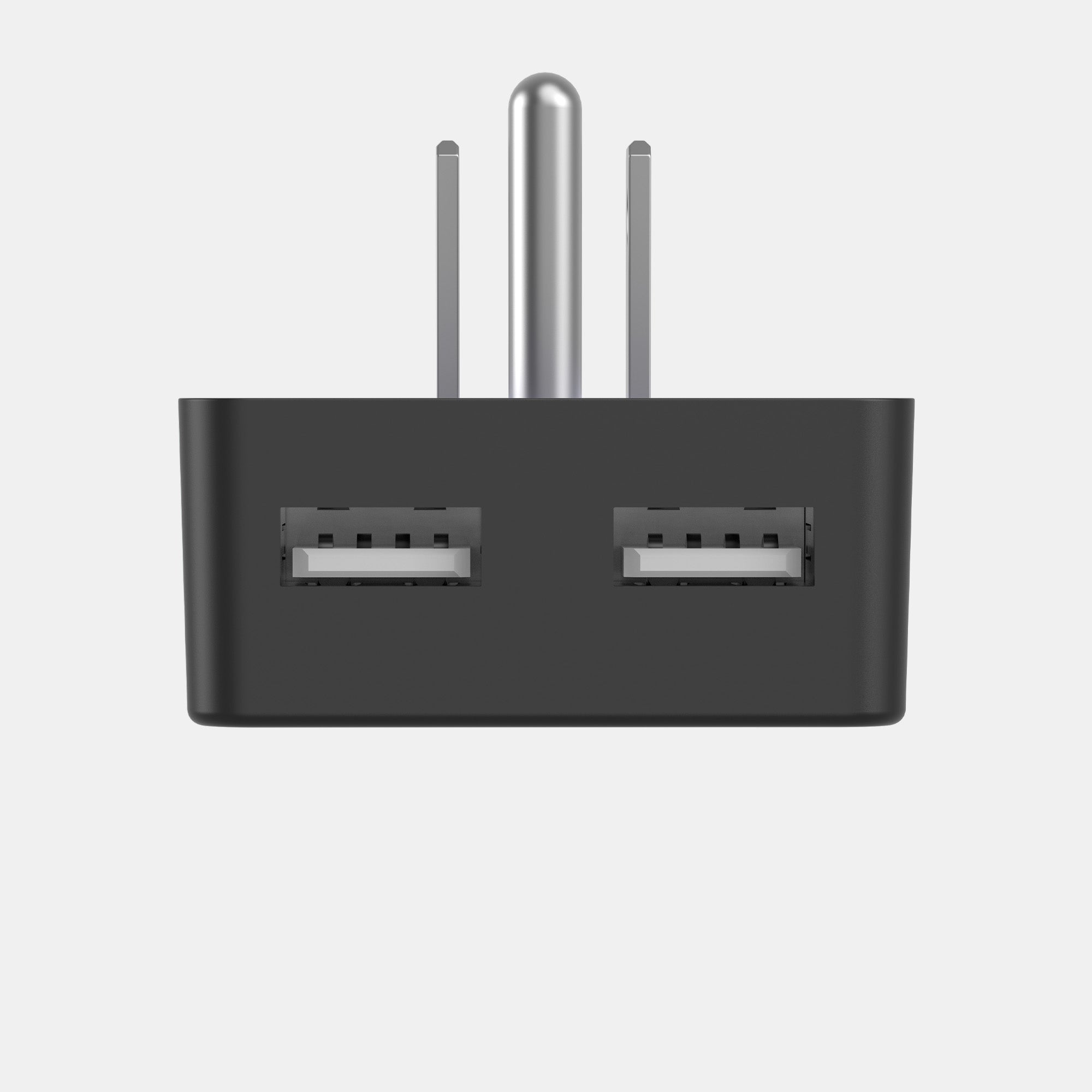 Black electronic device with antennas on a light gray background