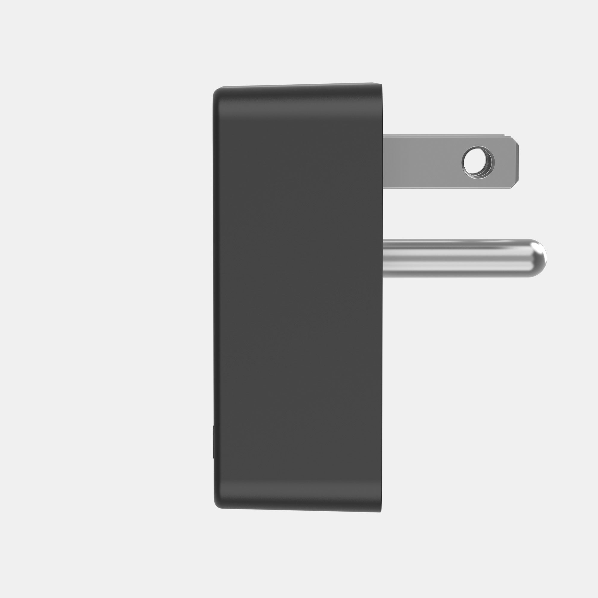 Black wall adapter on a white background