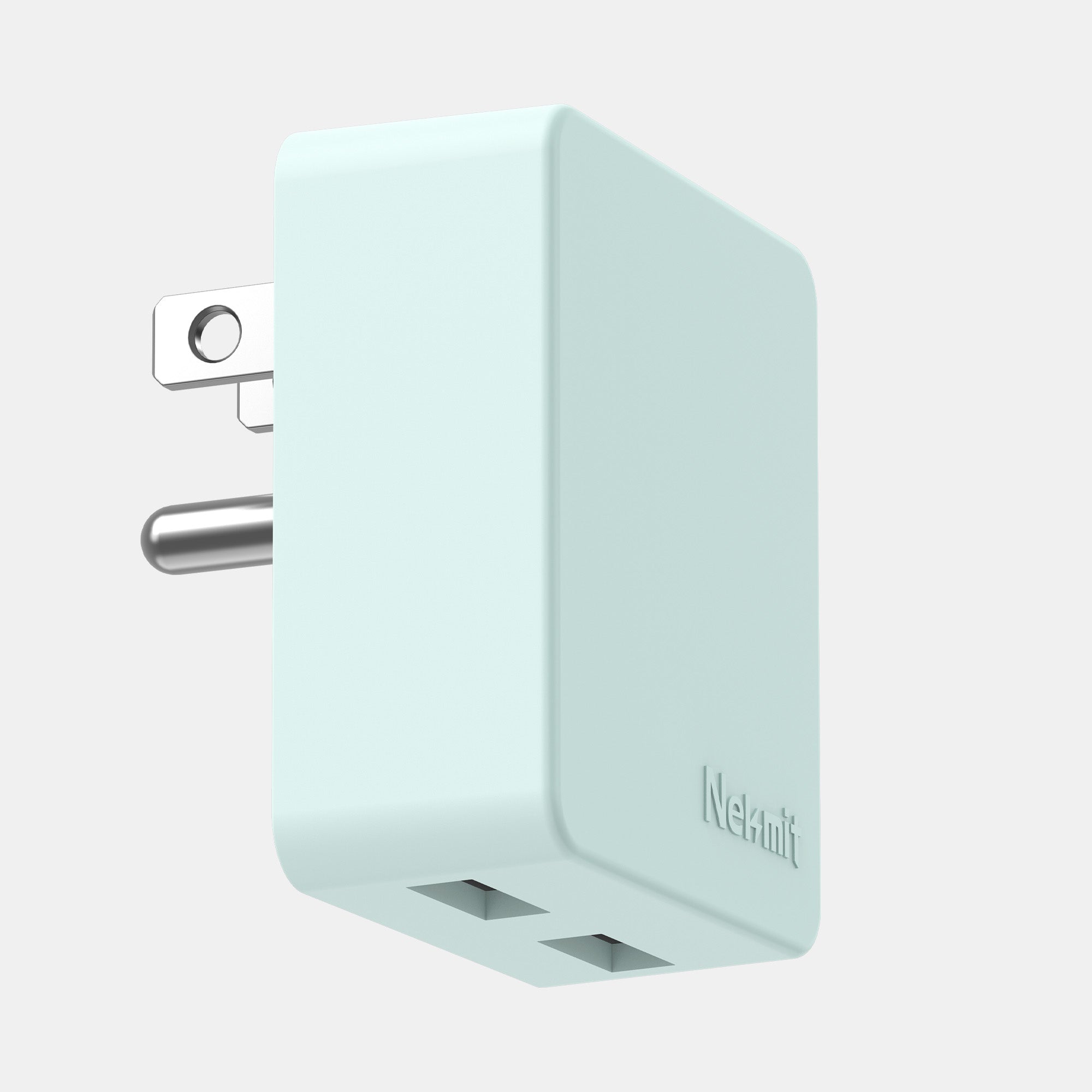 Light blue USB charger with 'Netatmo' branding on a light gray background