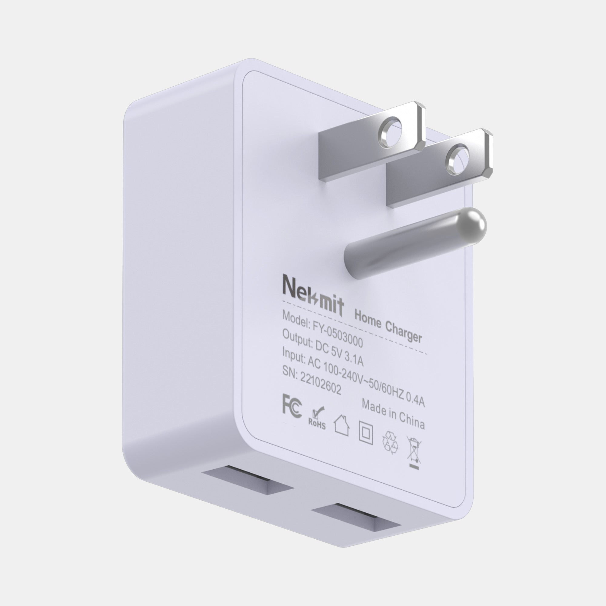 Nekmit home charger with multiple USB ports on a white background