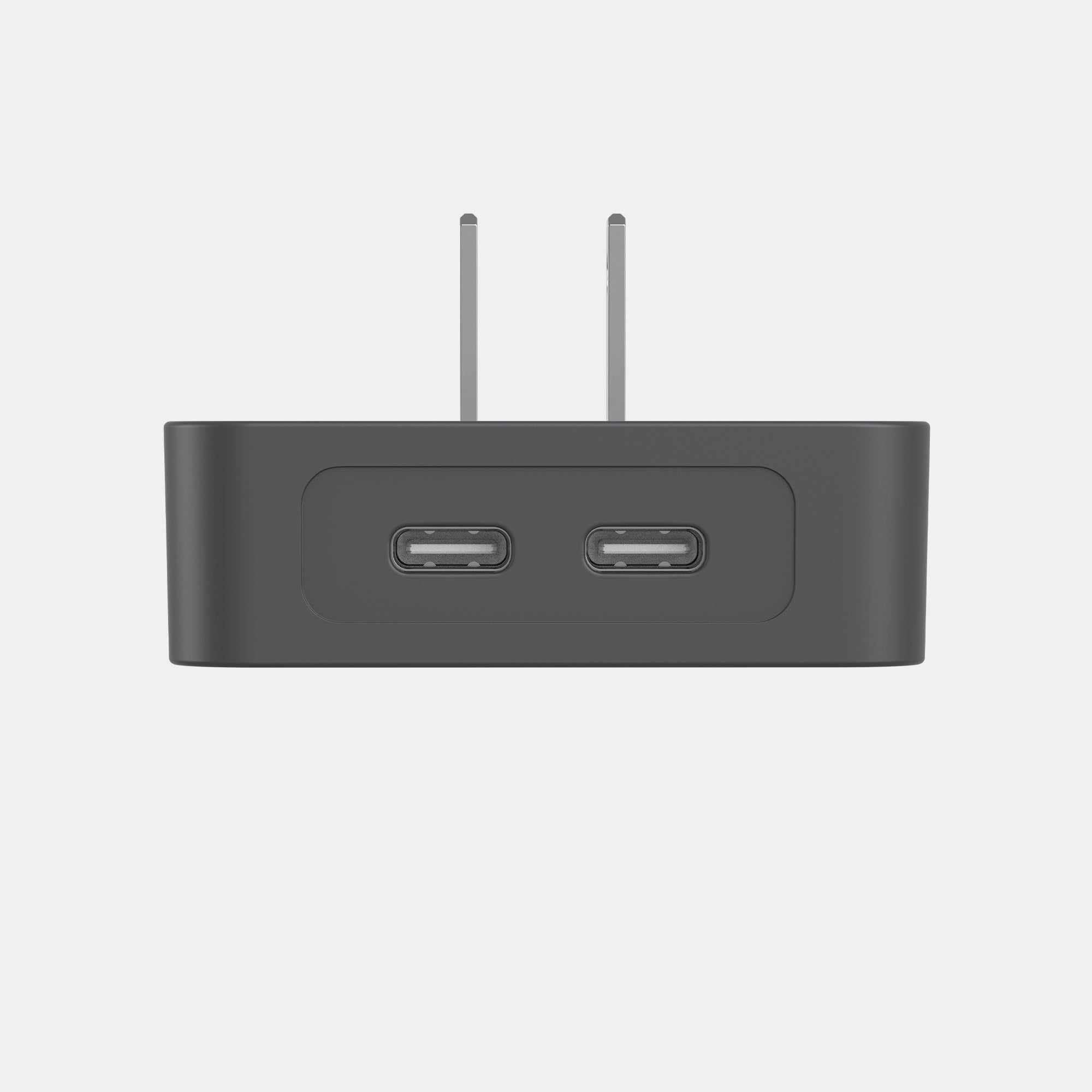 Black electronic device with two antennas on a light gray background