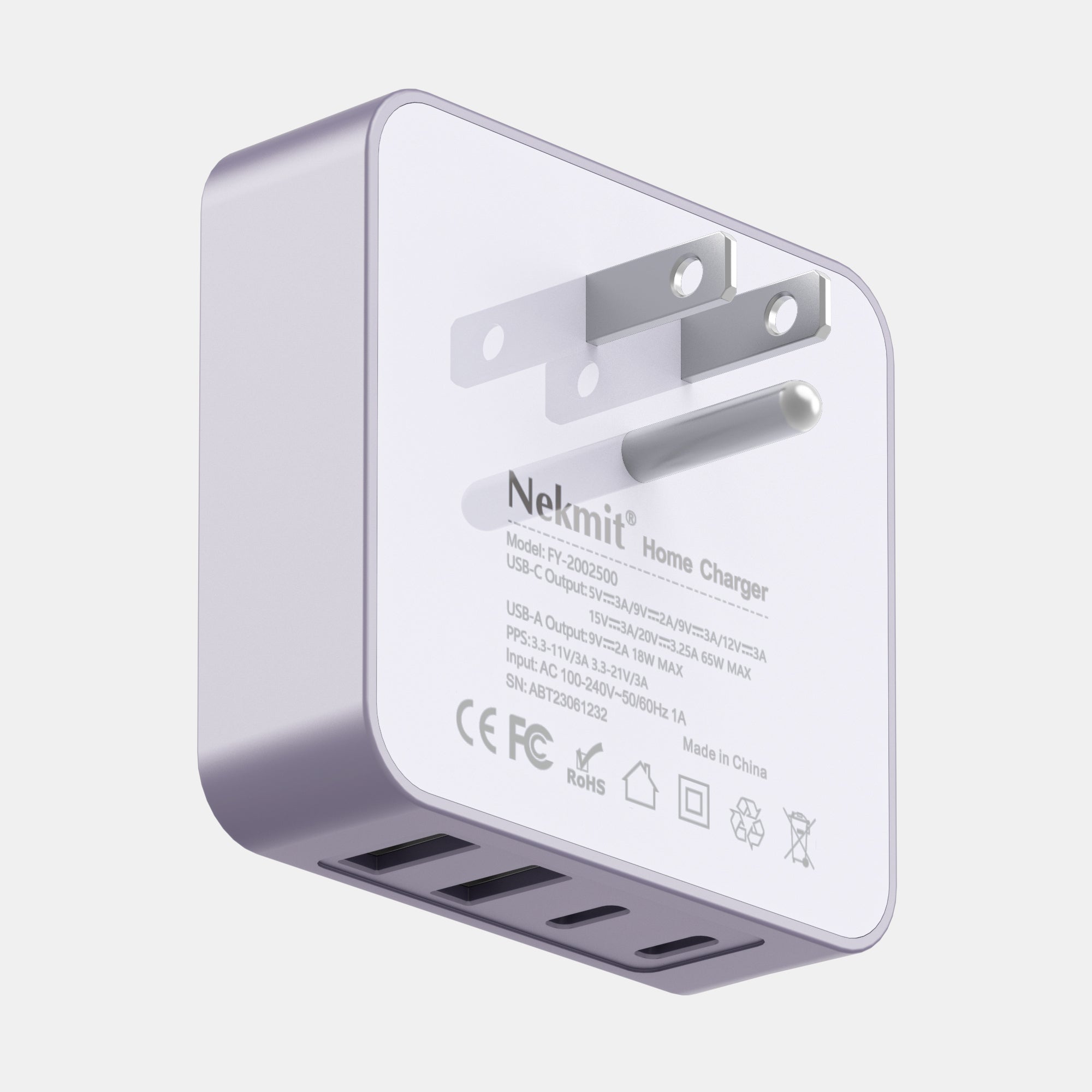 Nelkmit home charger with multiple ports on a light gray background