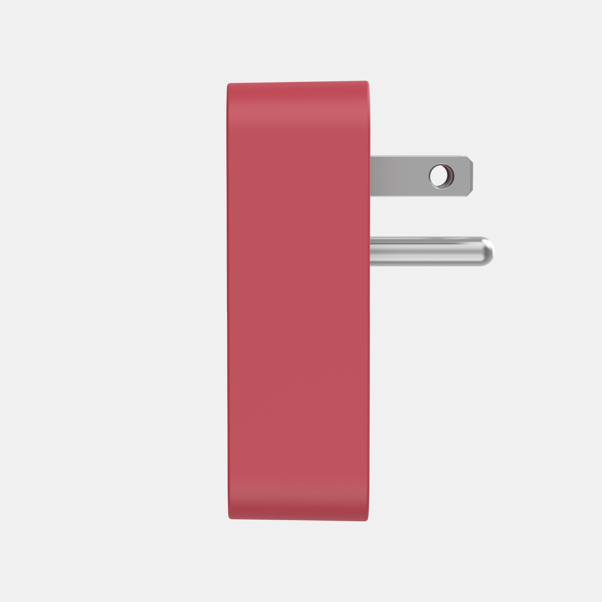Red belt with a silver buckle on a light gray background