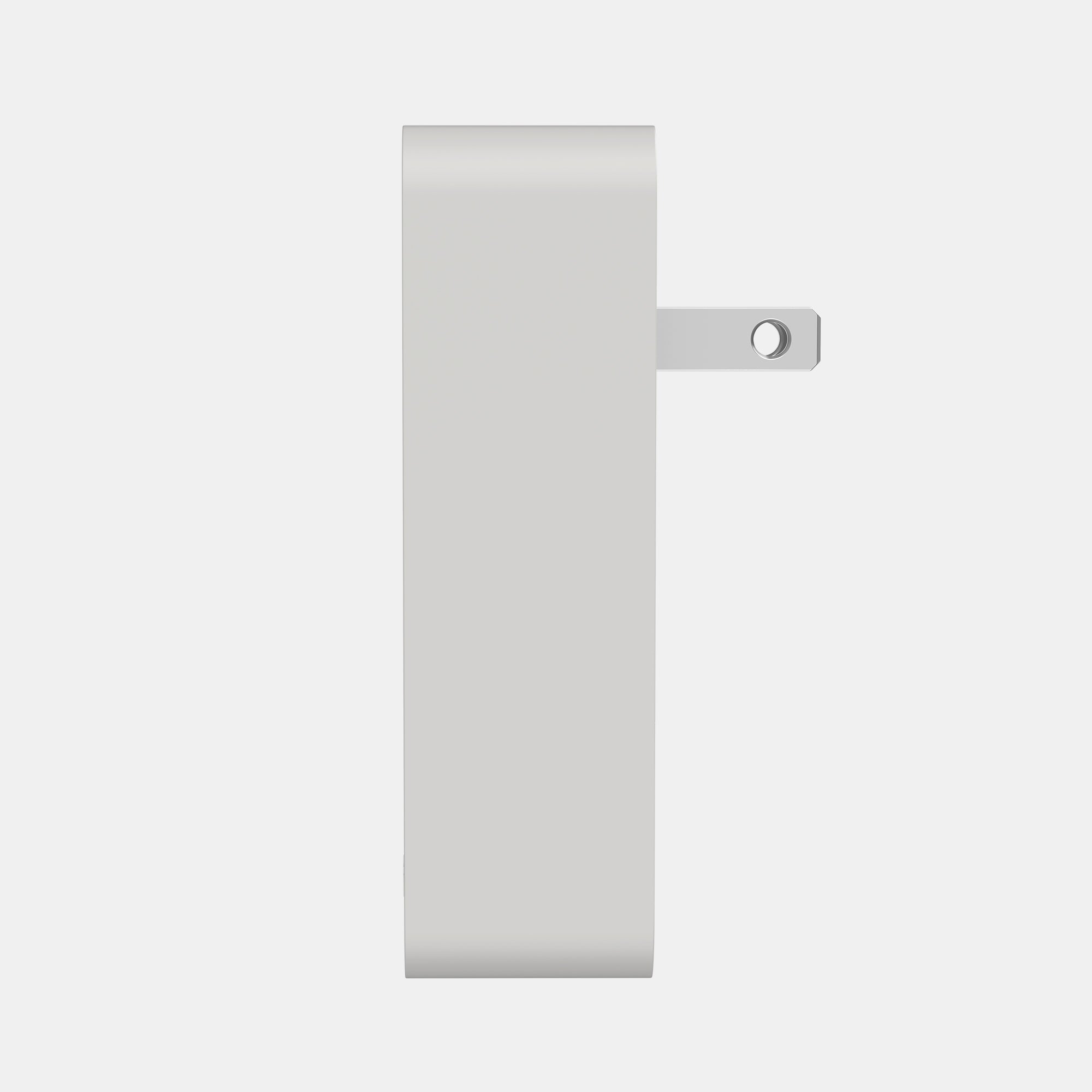 Rectangular metal plate with a hole on a white background