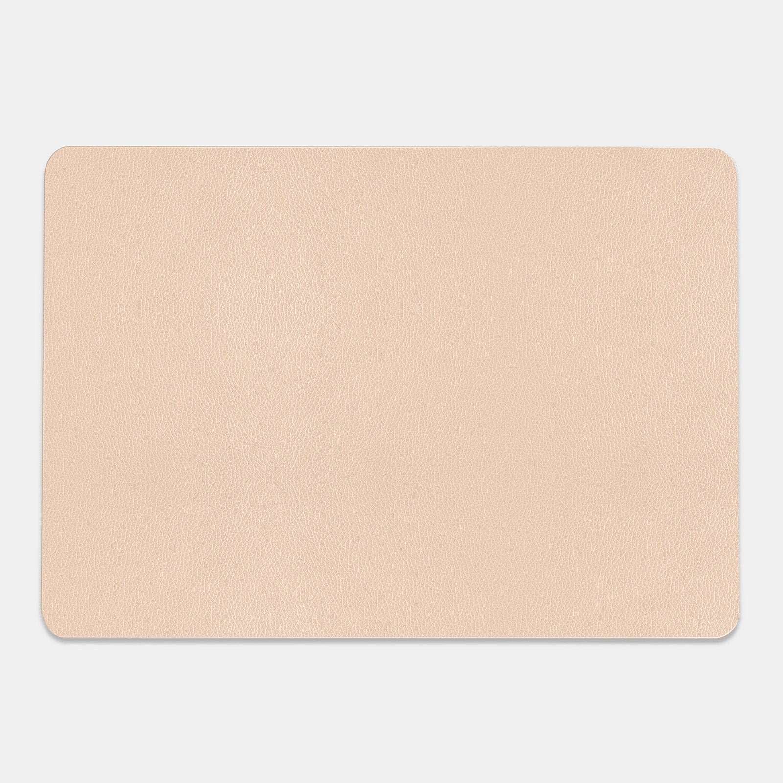 Beige rectangular placemat on a light gray background