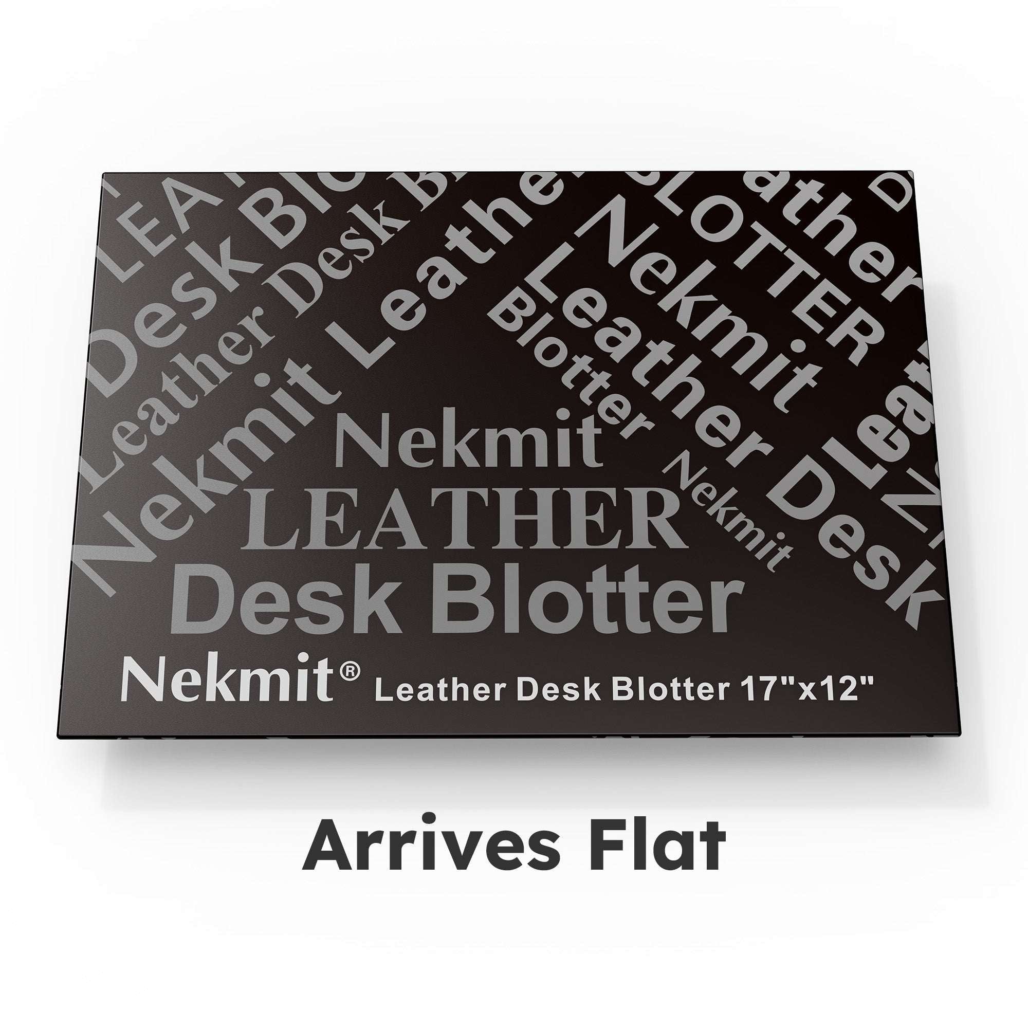 Nekmit leather desk blotter packaging on a white background