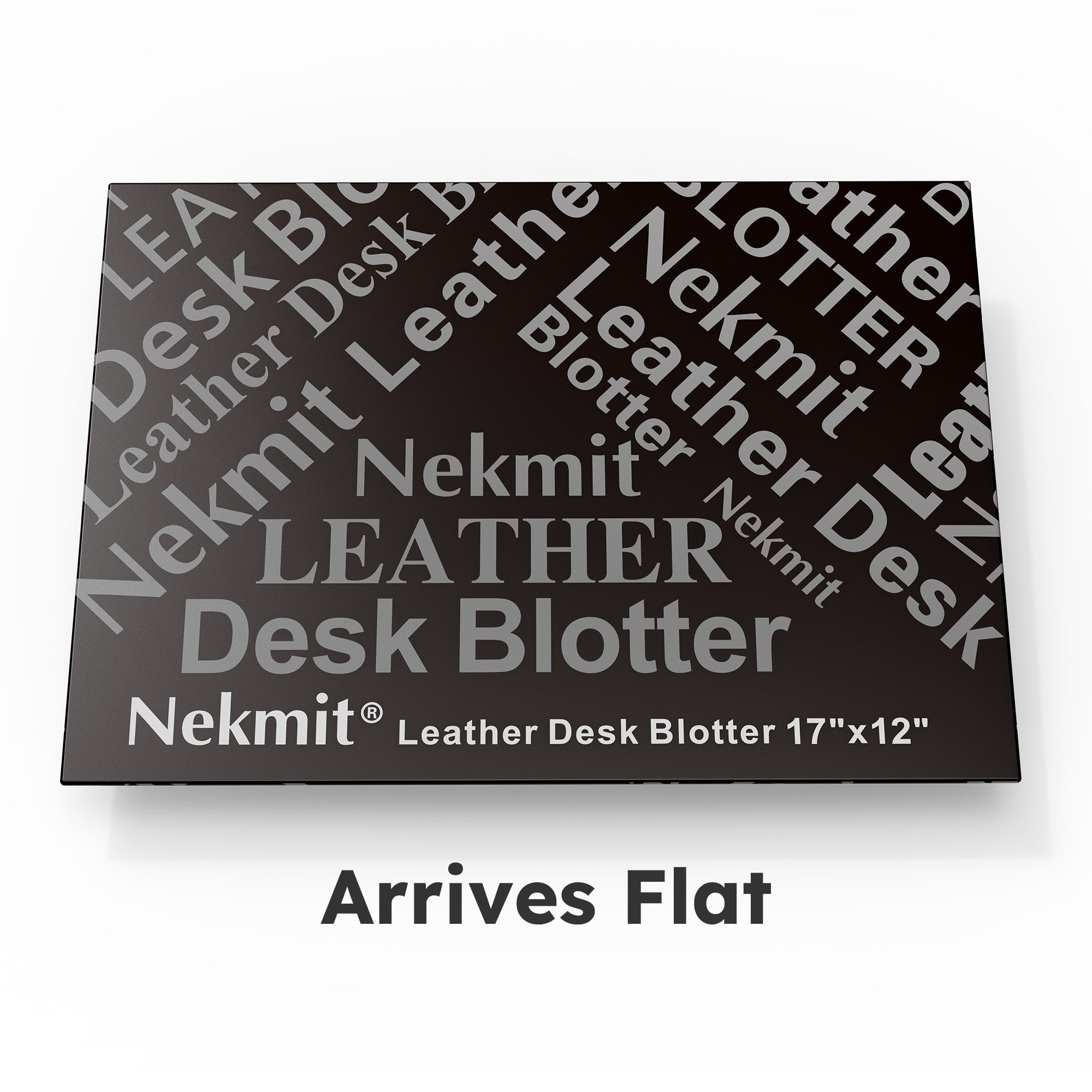 Nekmit leather desk blotter packaging on a white background