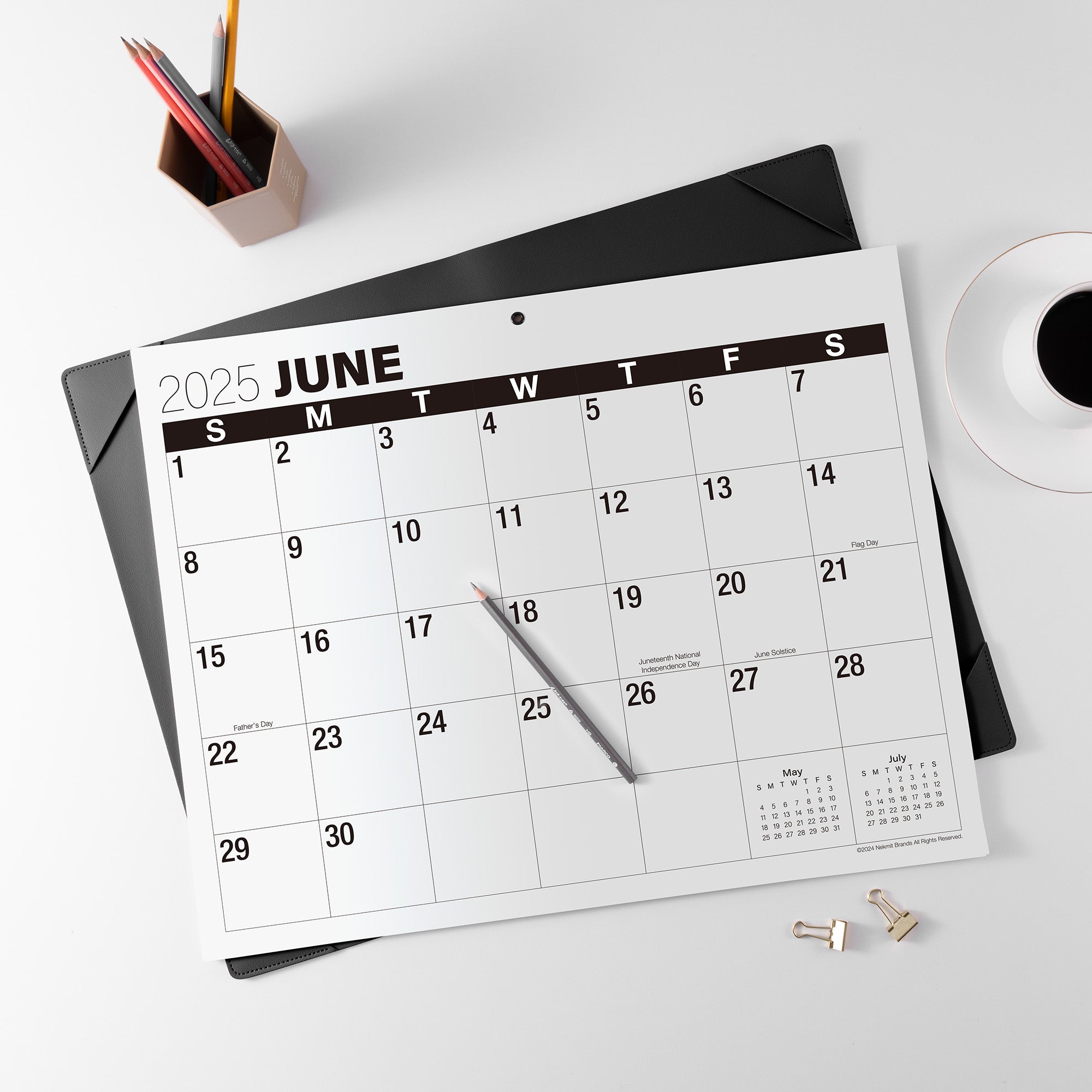 Nekmit 2024 - 2025 Large Desk Calendar with Desktop Mat 21" x 16.5"