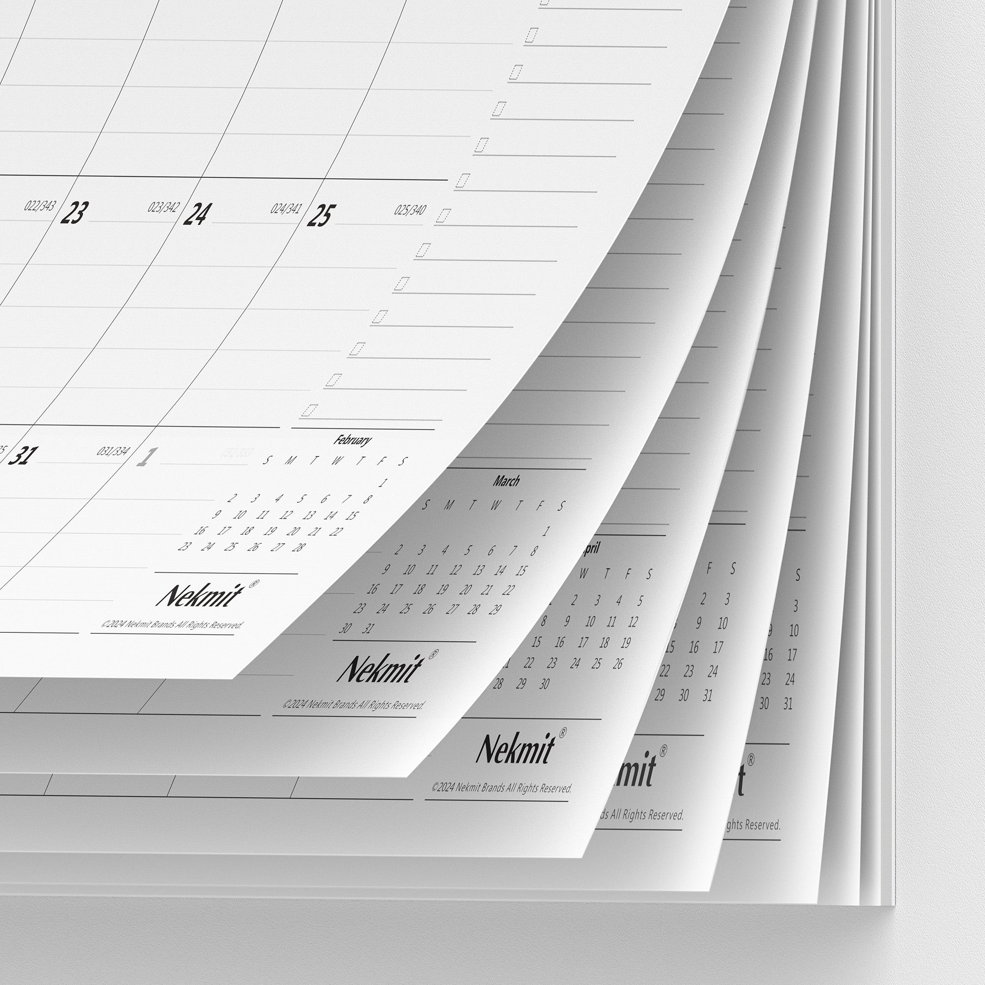Nekmit 2025 - 2026 Ruled Blocks Wall Calendar 15" x 12"