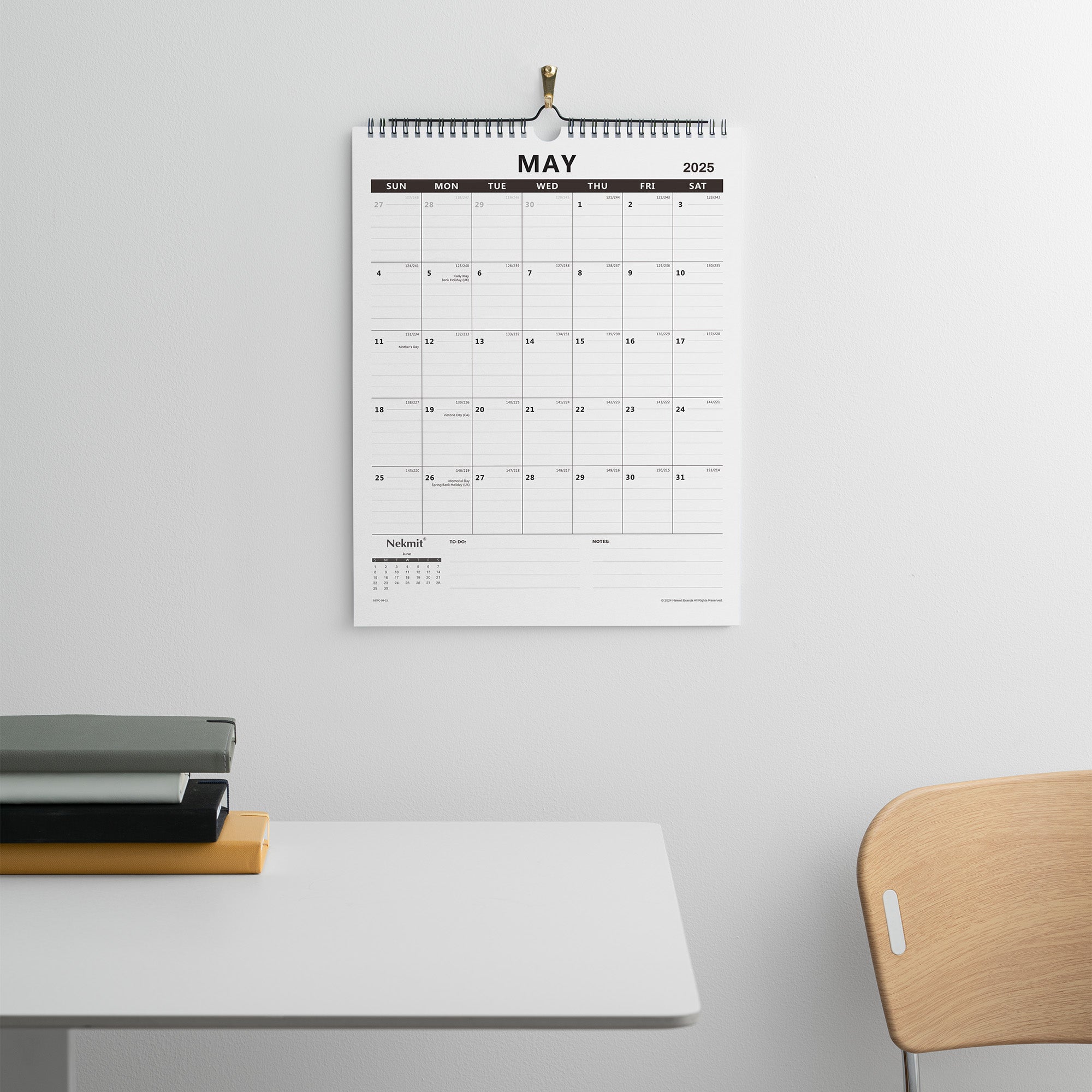 Nekmit 2025 - 2026 Wirebound Wall Calendar 15" x 12"