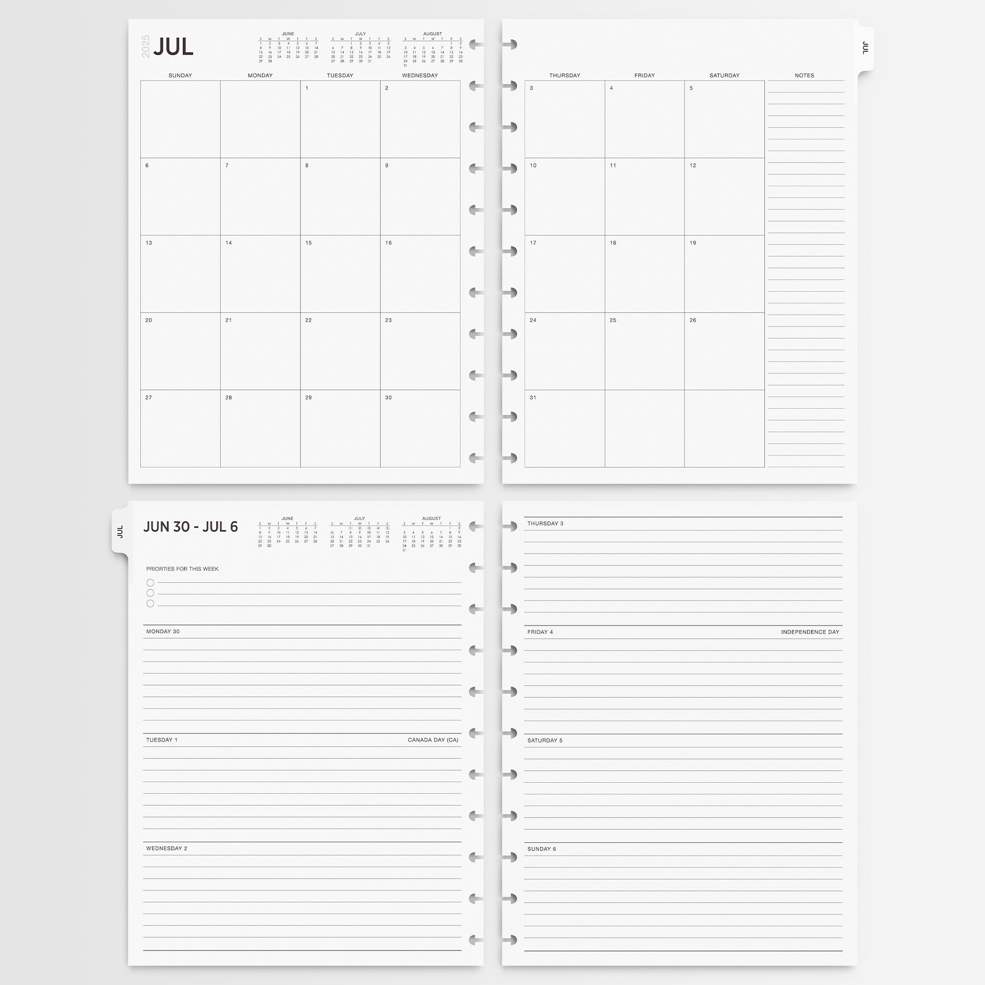 Nekmit Jul 2025 to Dec 2025 Refills for Discbound Weekly Planner