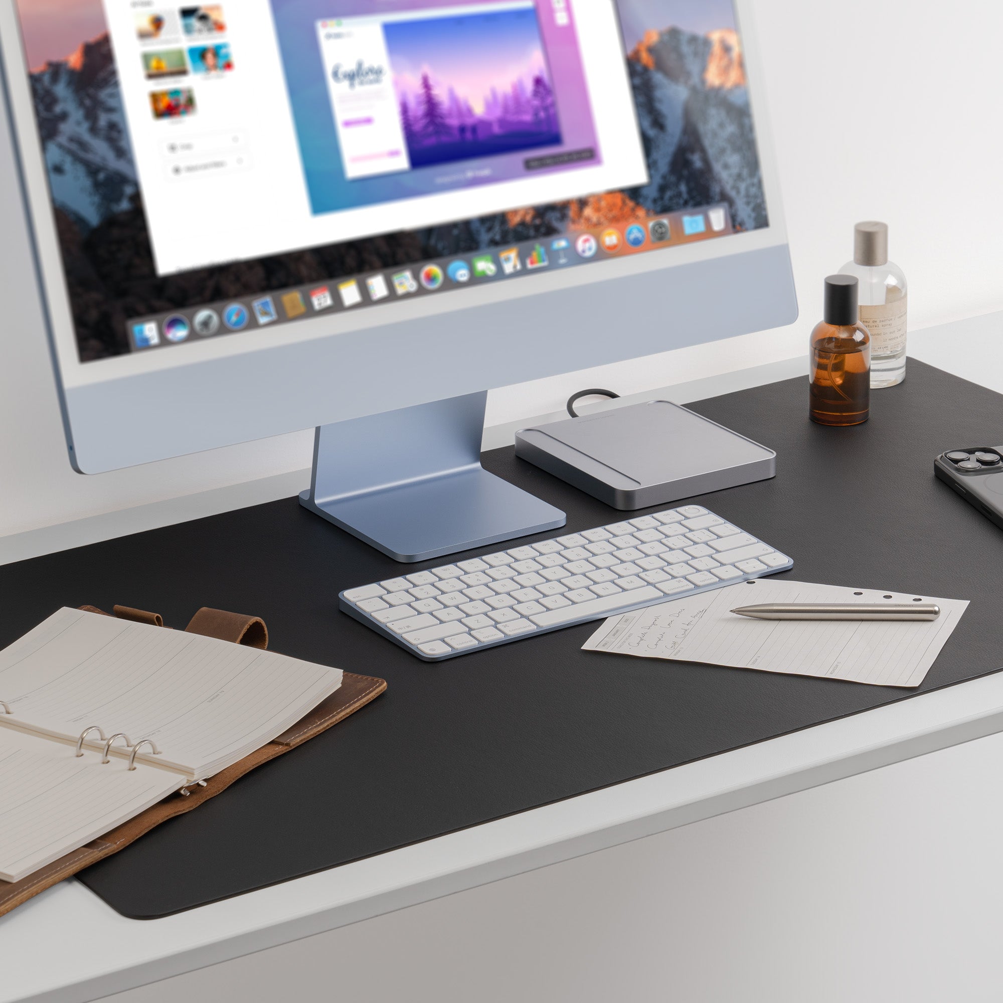 Nekmit Leather Desk Blotter Pad Black