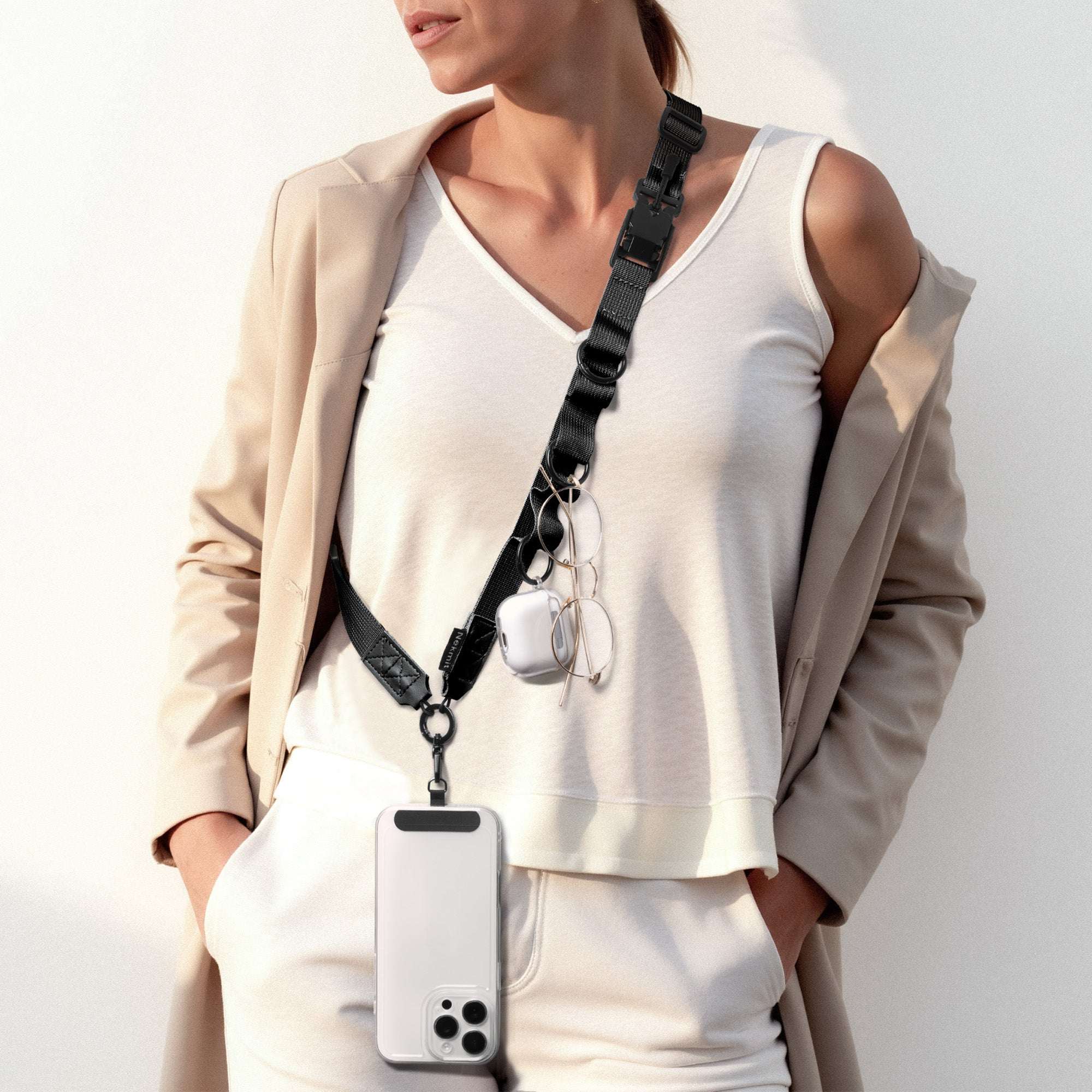 Nekmit Clip and Go Strap for Phone with Wallet Crossbody Black
