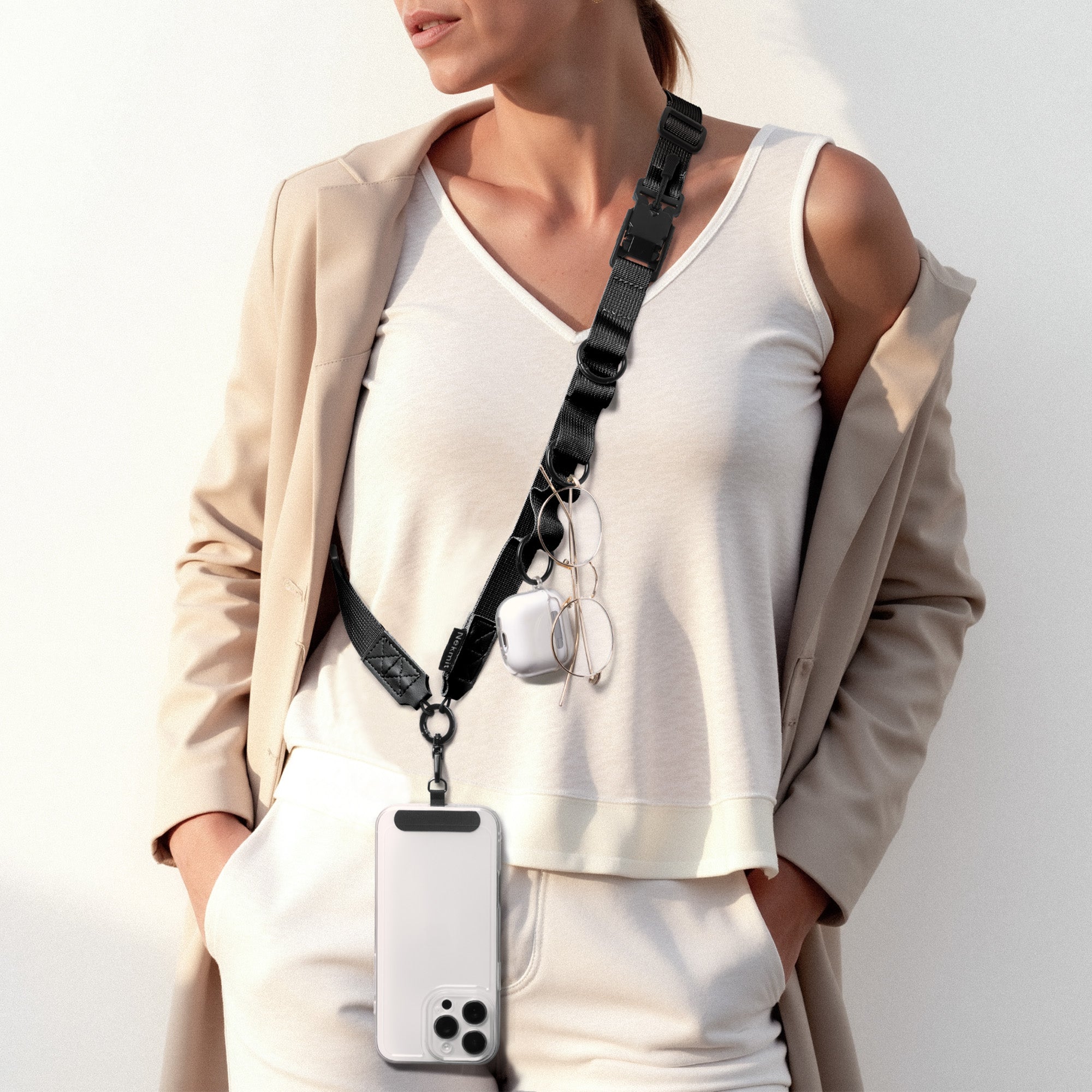 Nekmit Clip and Go Strap for Phone with Wallet Crossbody Black