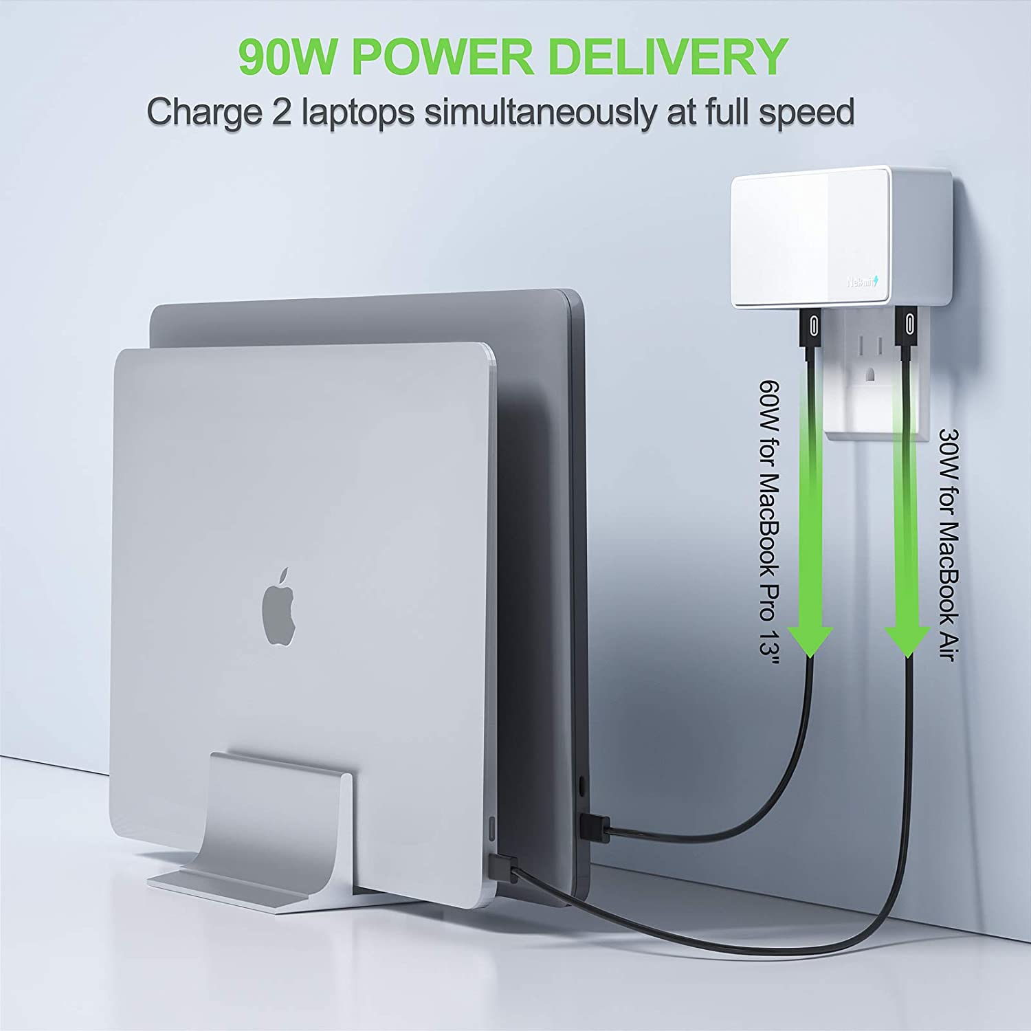 Nekmit 42W 4-Port USB-C Fast Wall Charger & 90W 4-Port USB-C PD 3.0 Wall Charger With GaN Tech