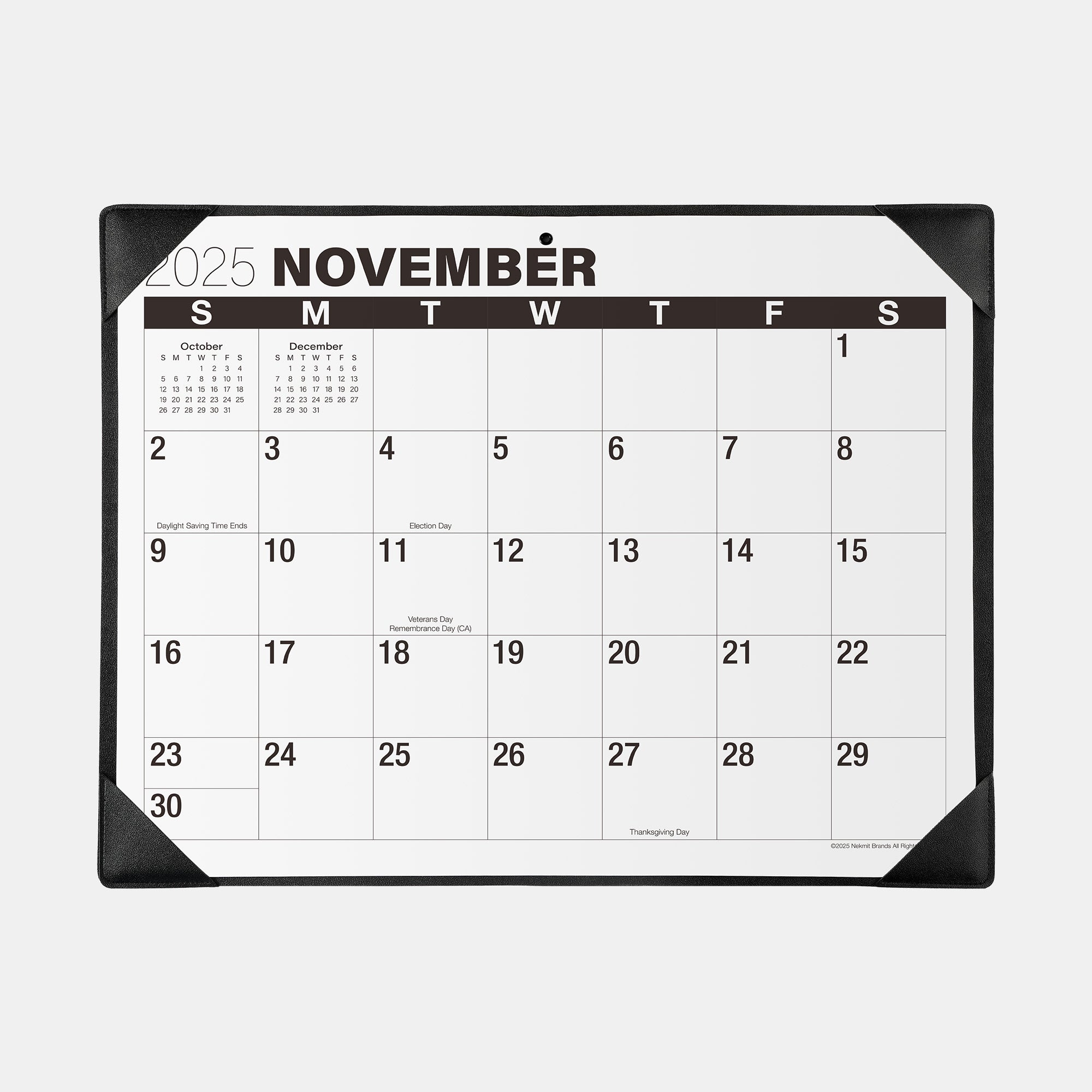 Calendar for November 2025 with a black border on a white background