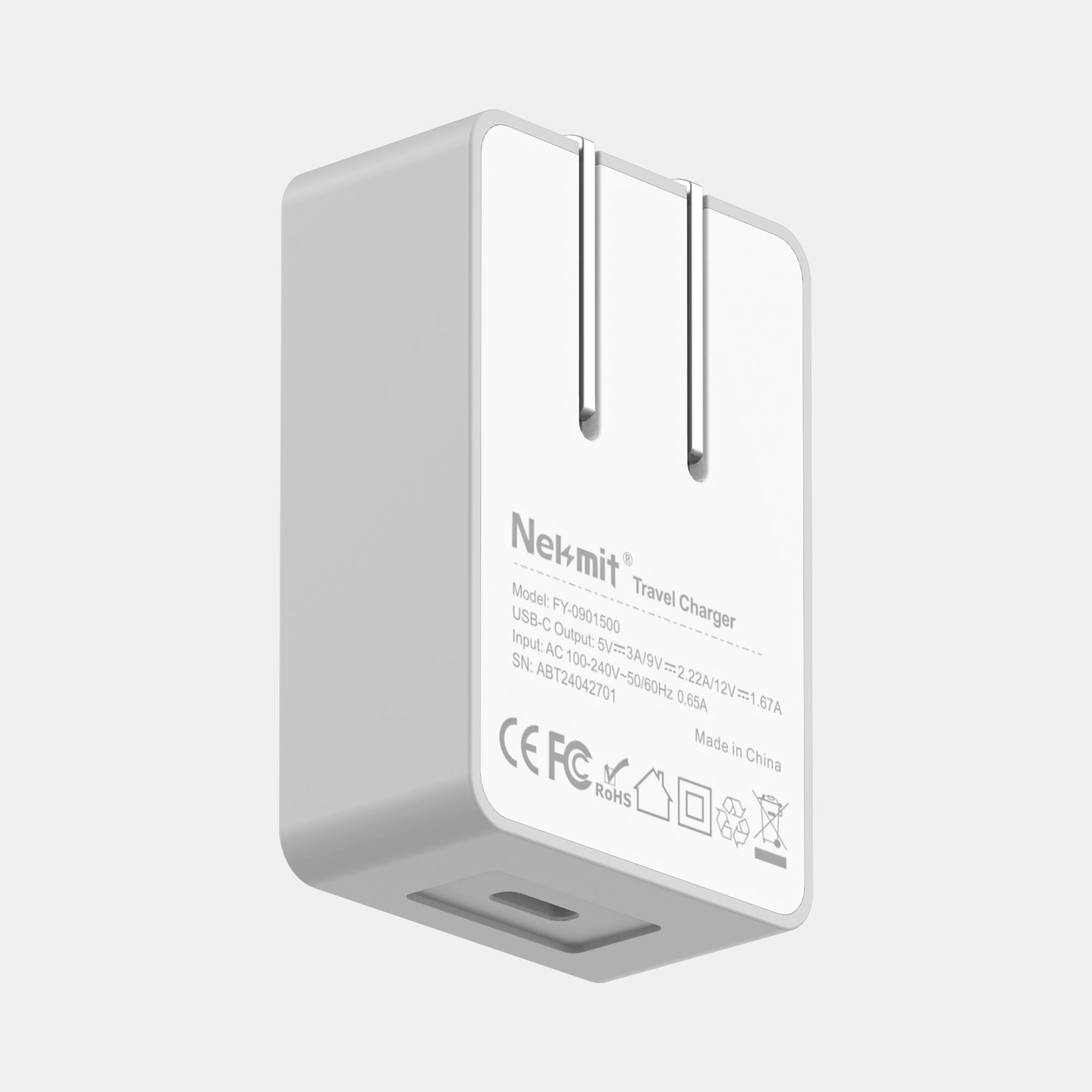 Nekmit travel charger on a white background