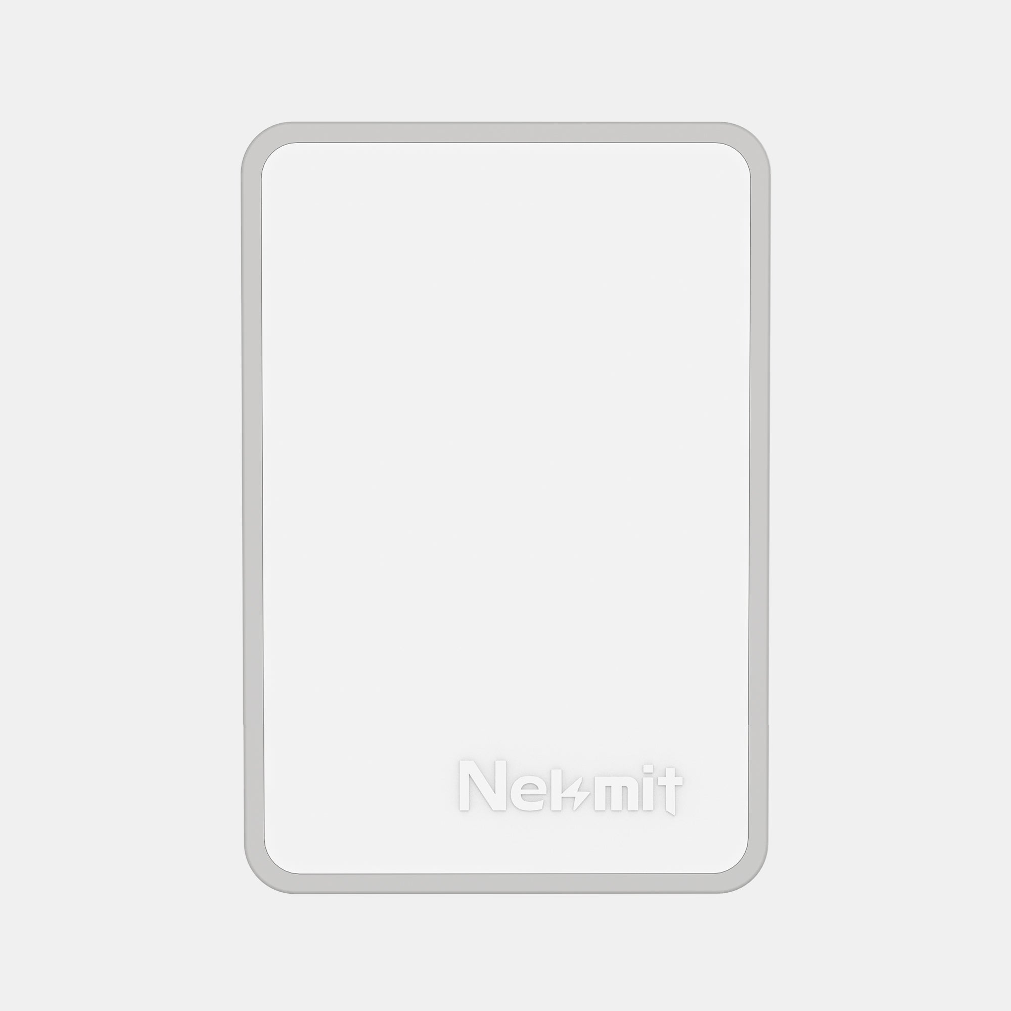 Rectangular white object with 'Nelmit' branding on a light gray background
