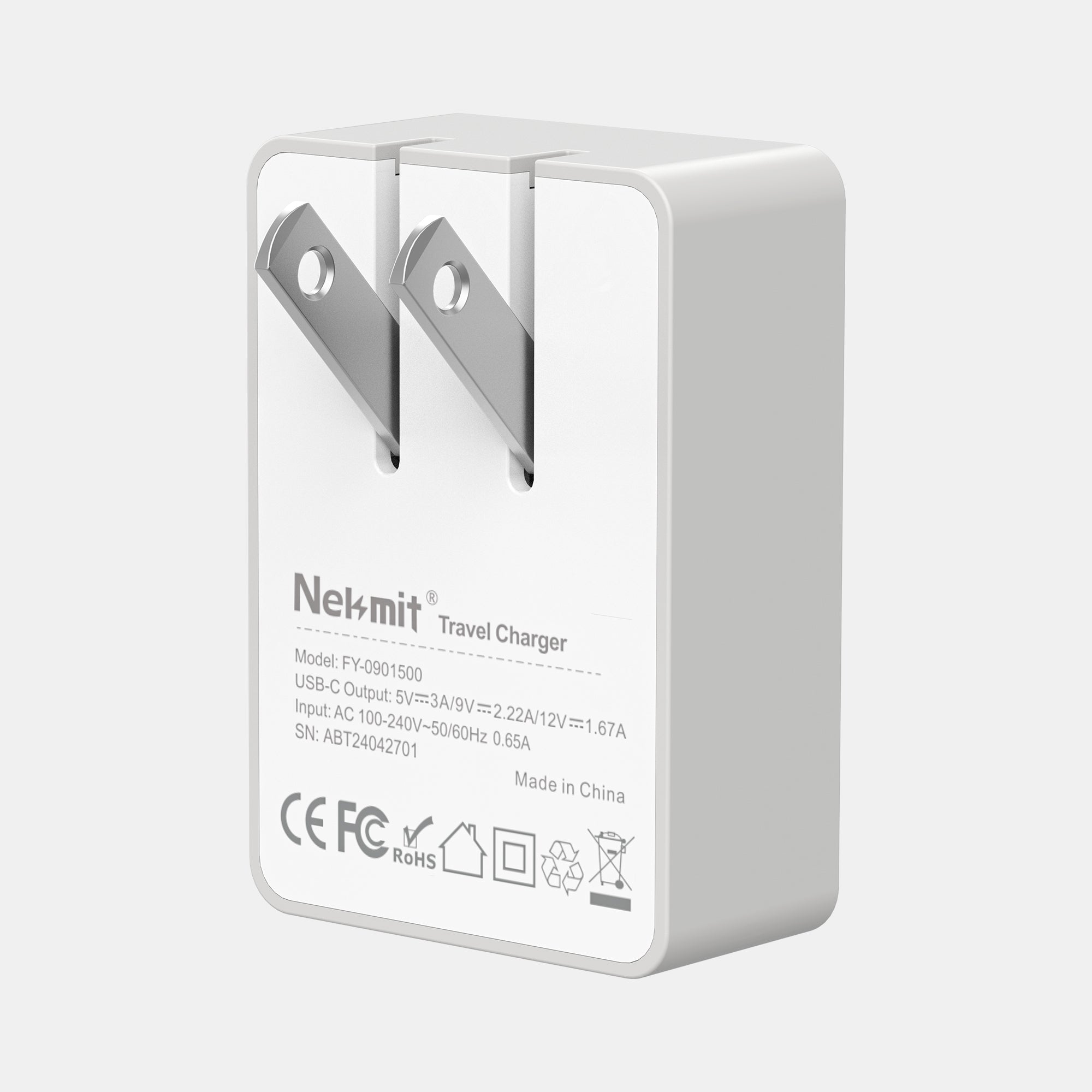 Nekmit travel charger on a white background