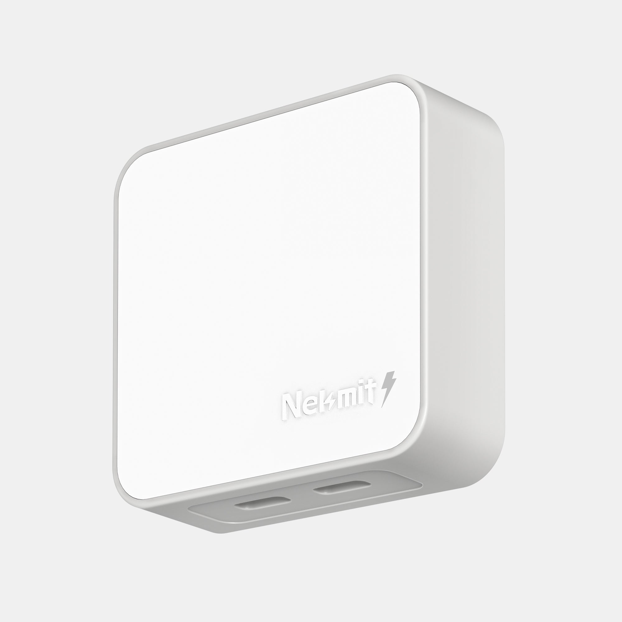 White electronic device with 'Nexamit' branding on a light gray background