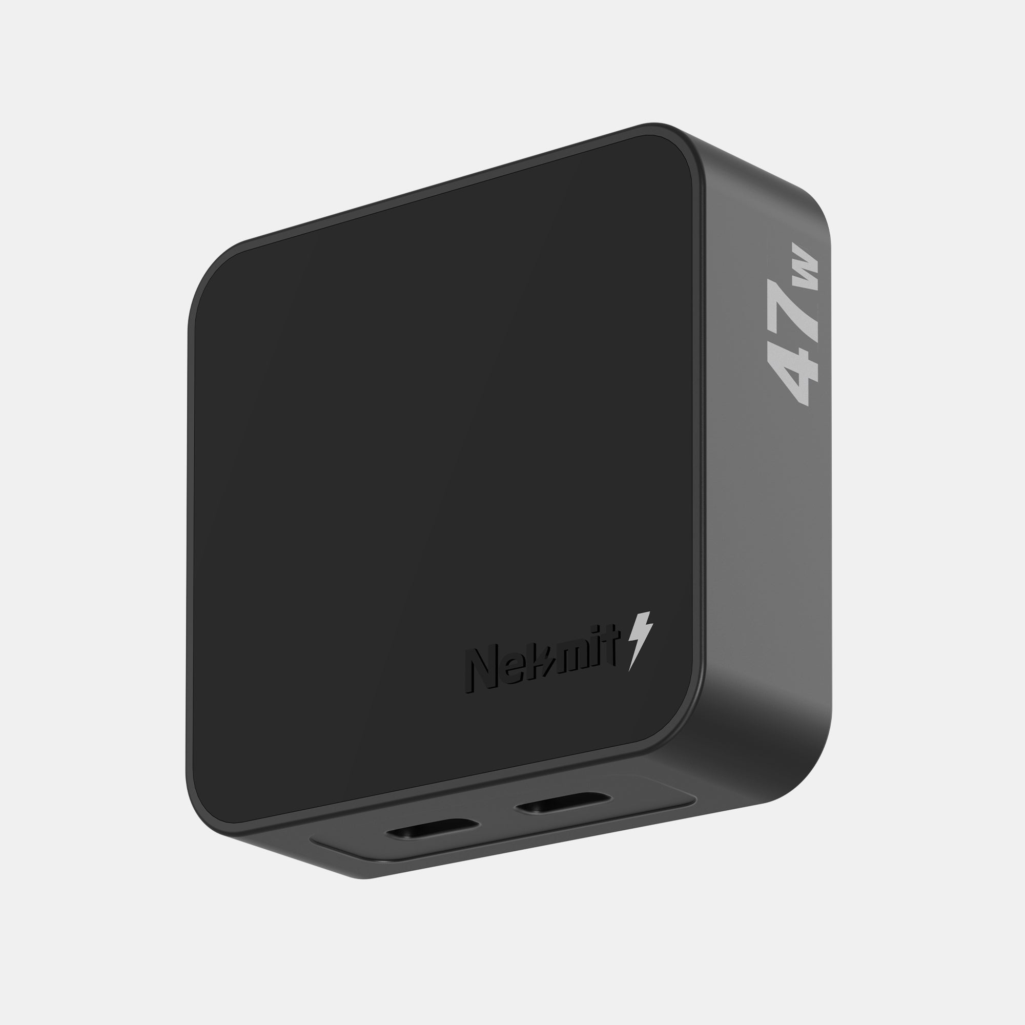 Black power adapter with '47W' and 'Nelmont' branding on a light gray background