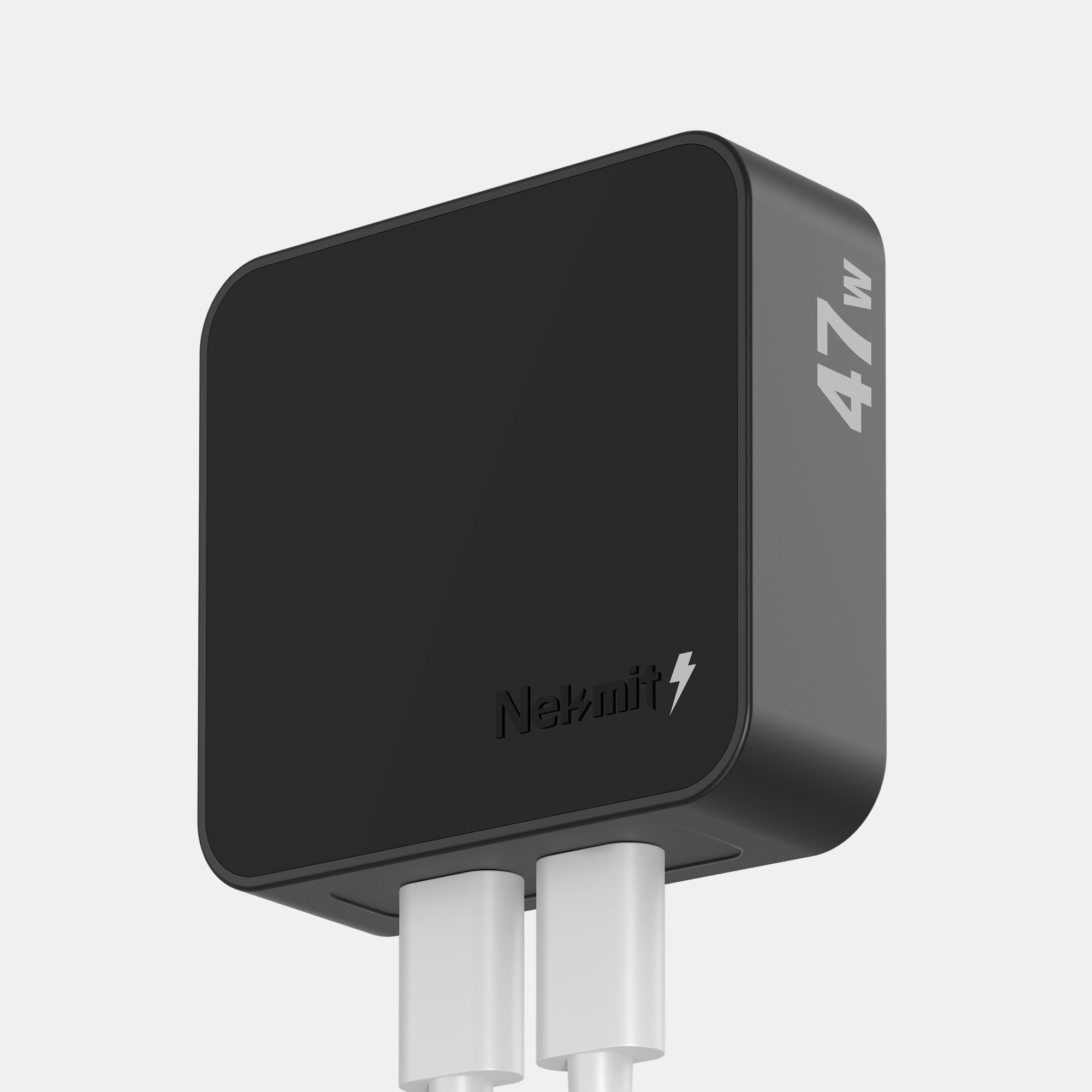 Black charging adapter with '47W' and 'Nelmont' branding on a light gray background