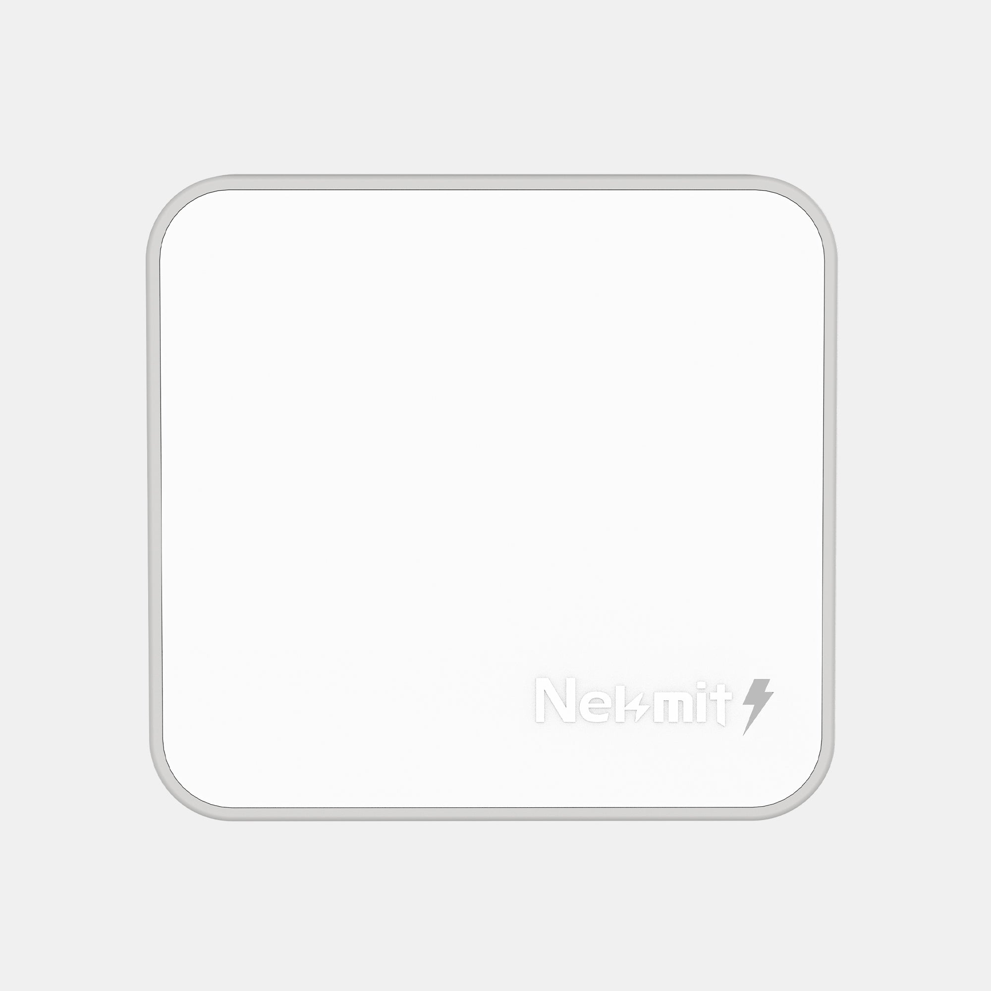 White electronic device with 'Nelmit' branding on a light gray background