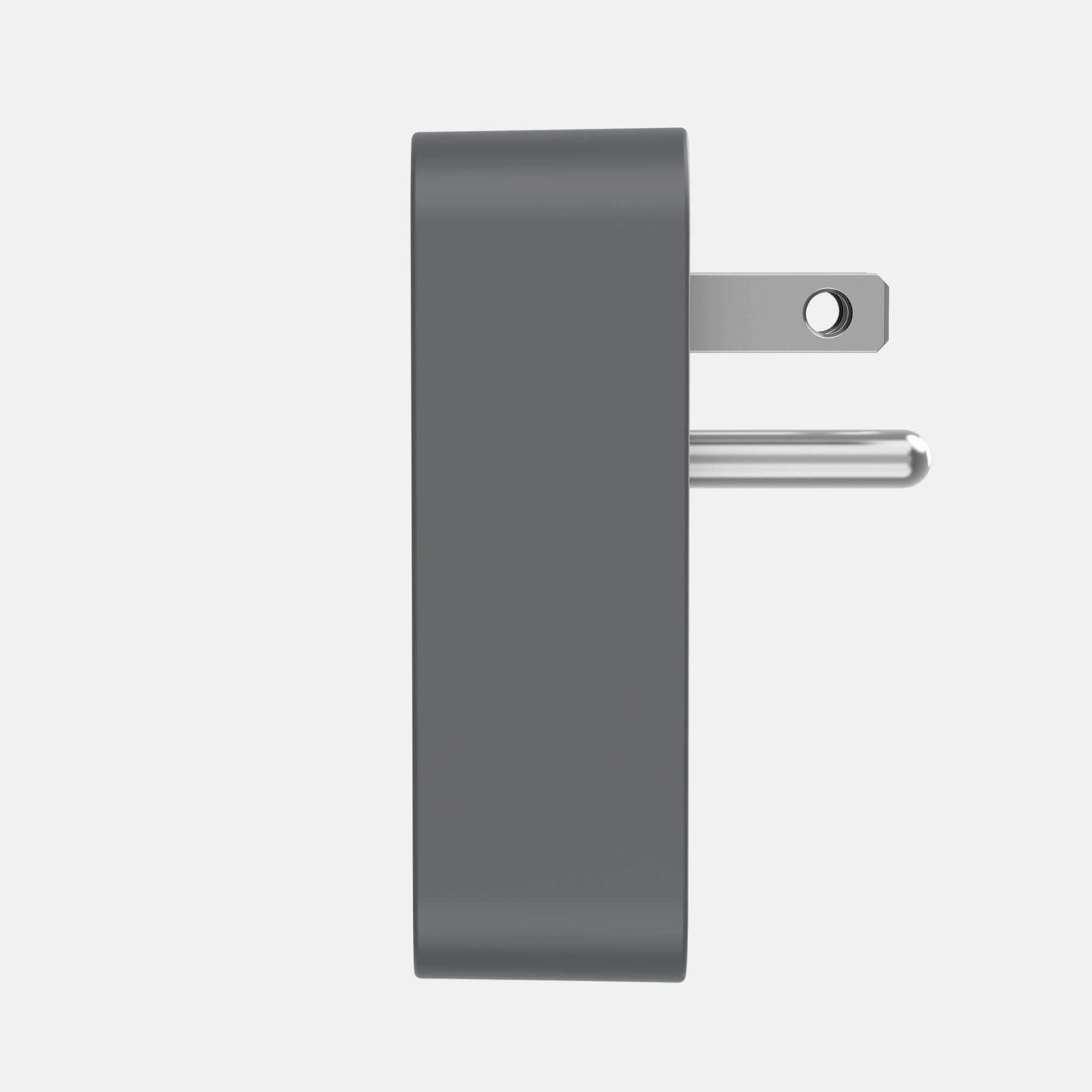 Gray wall adapter on a light gray background