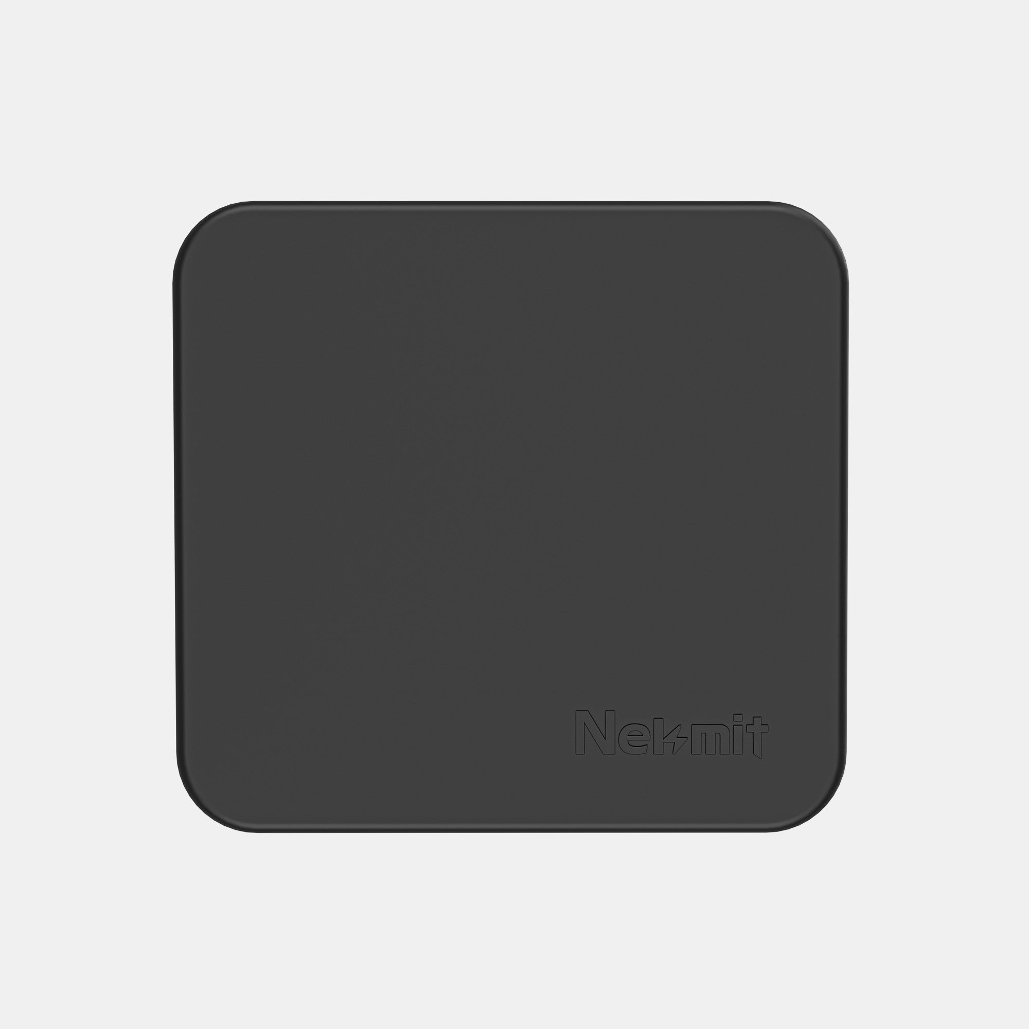 Black square mouse pad with 'Nekmit' branding on a light gray background