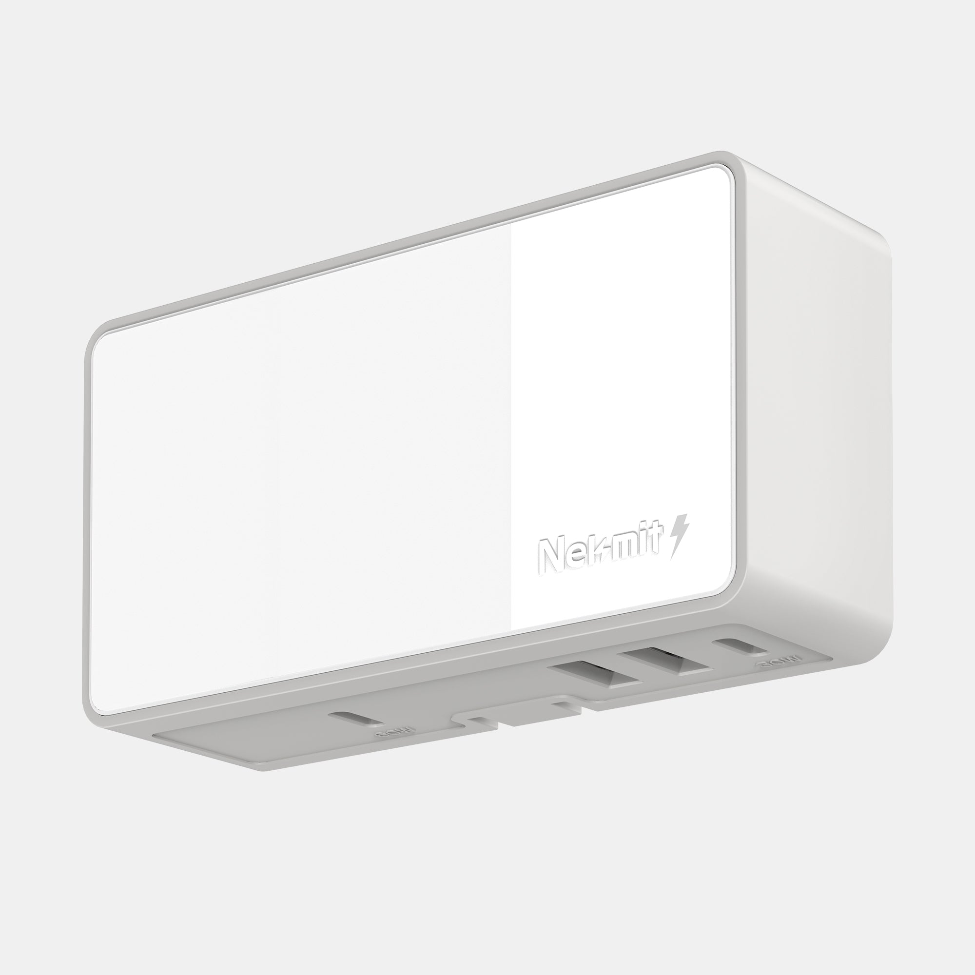 White electronic device with 'Netatmo' branding on a light gray background