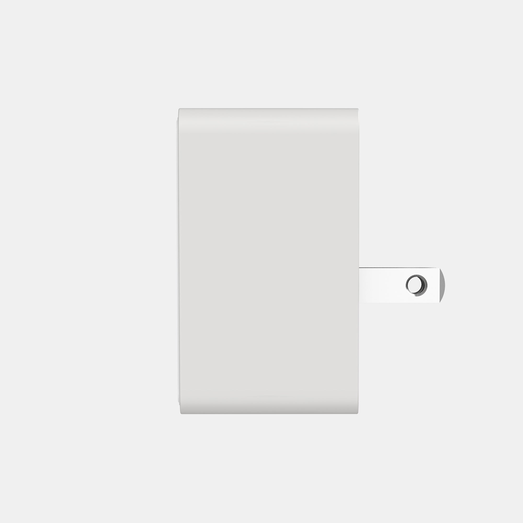 White square with a circular logo in the bottom right corner on a light gray background