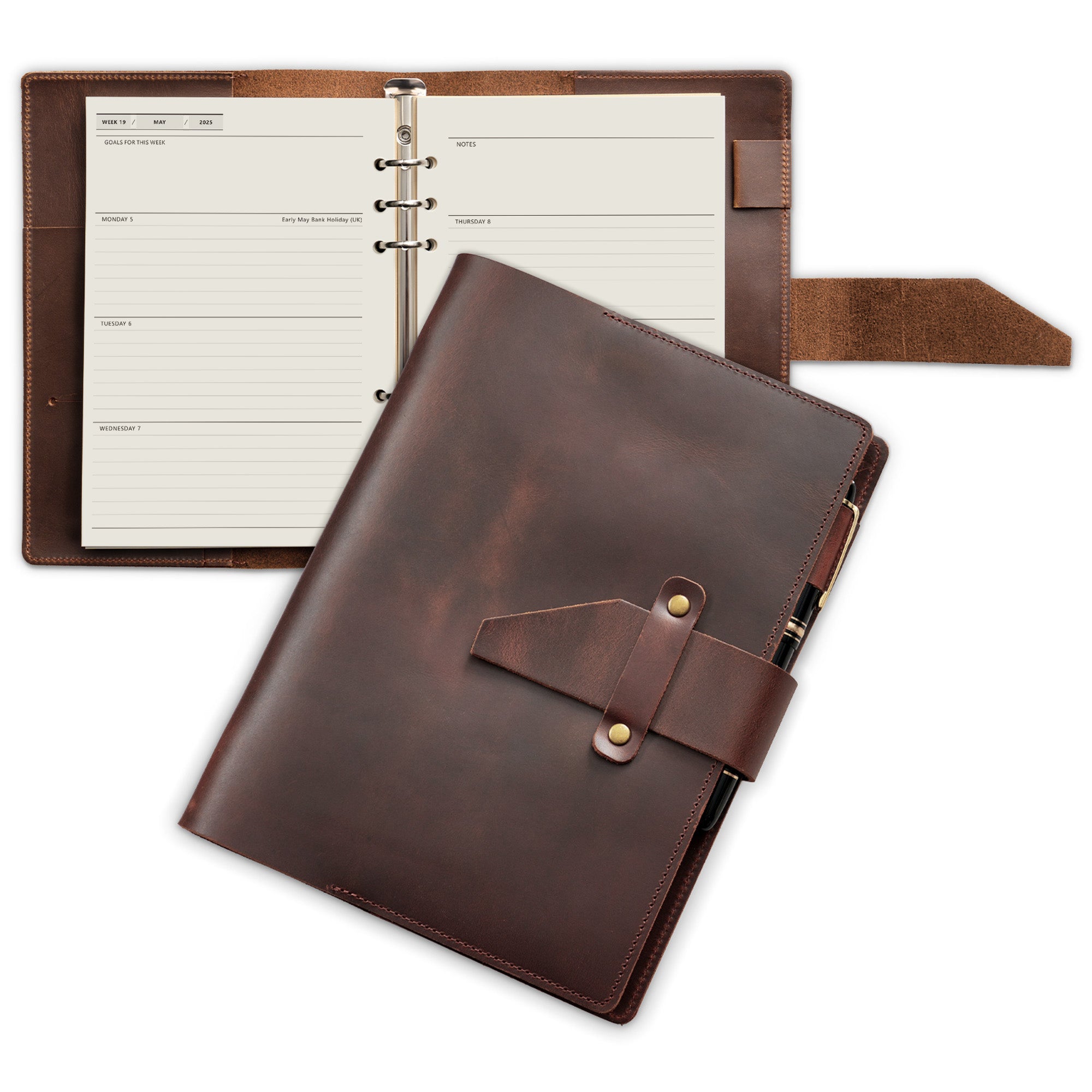 Nekmit Jan 2025 - Dec 2025 Binder Genuine Leather Planner