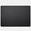 Black leather placemat on a white background