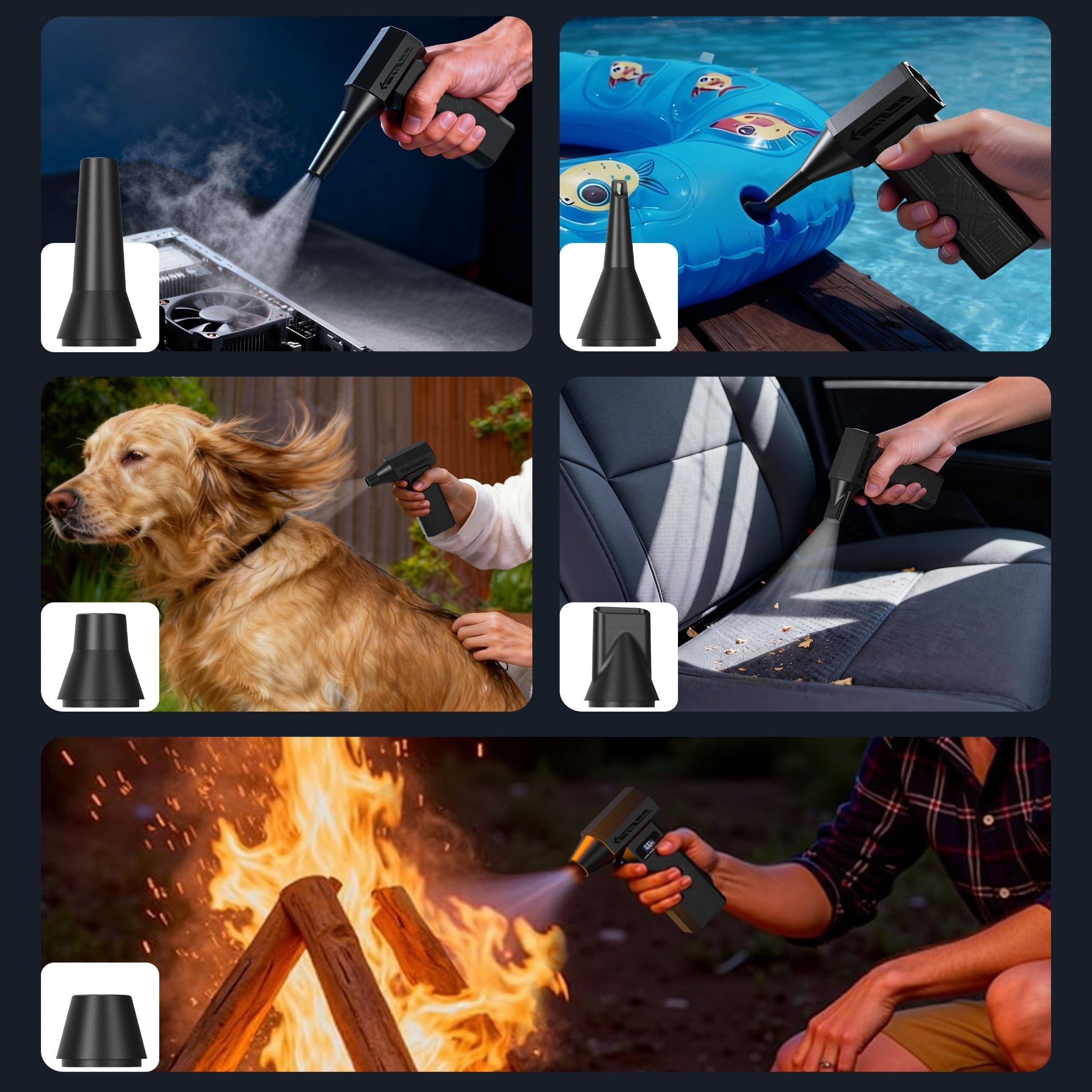 Nekmit Compressed Air Duster 120000RPM 4-Gear Adjustable with Fast Charging