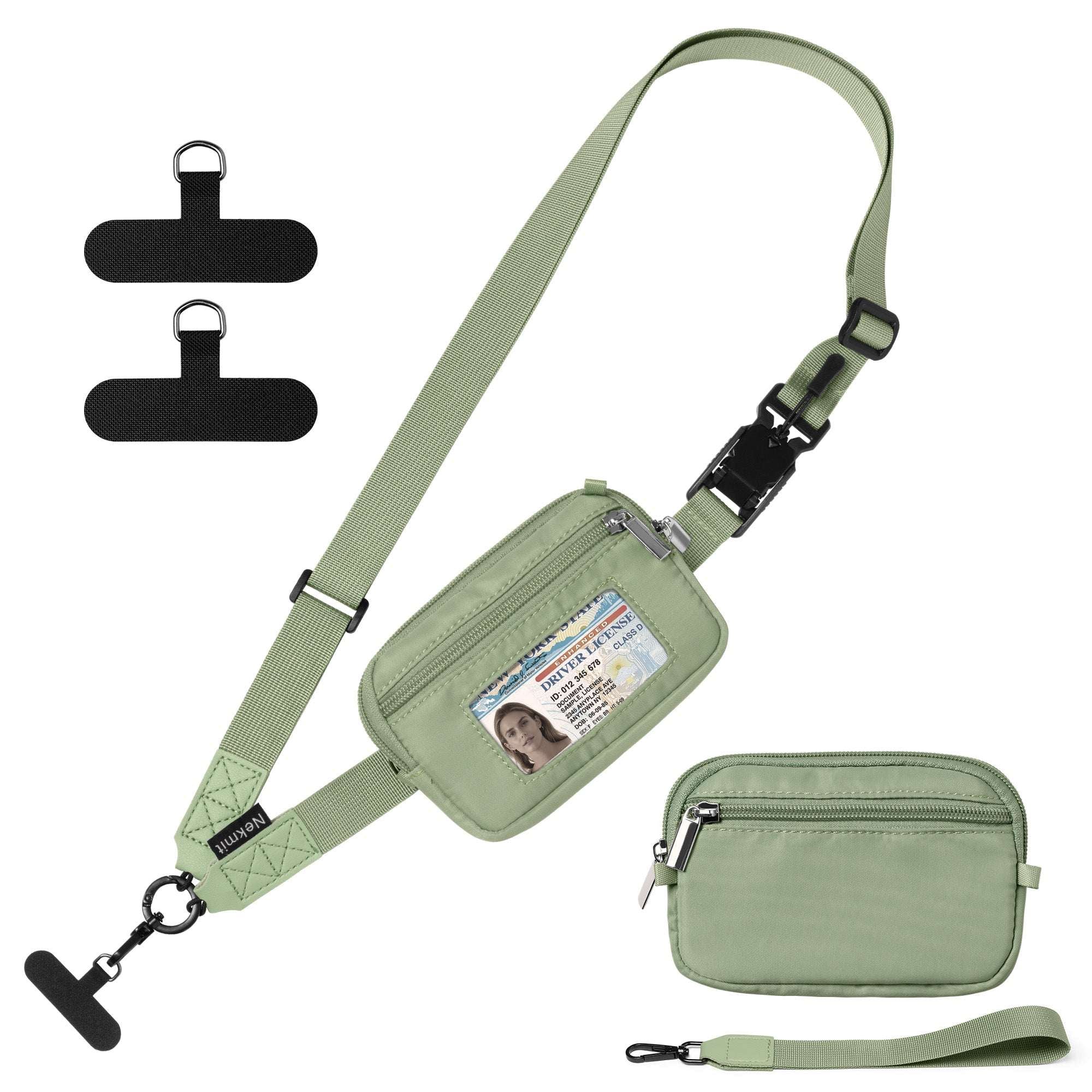 Nekmit Clip and Go Strap for Phone with Wallet Crossbody Beige