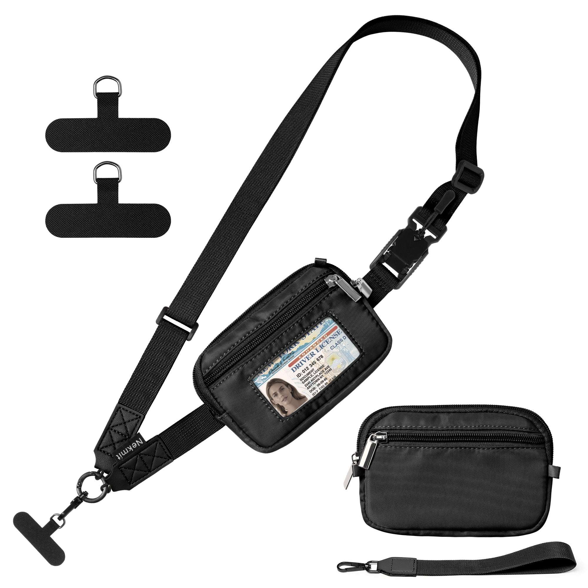 Nekmit Clip and Go Strap for Phone with Wallet Crossbody Beige