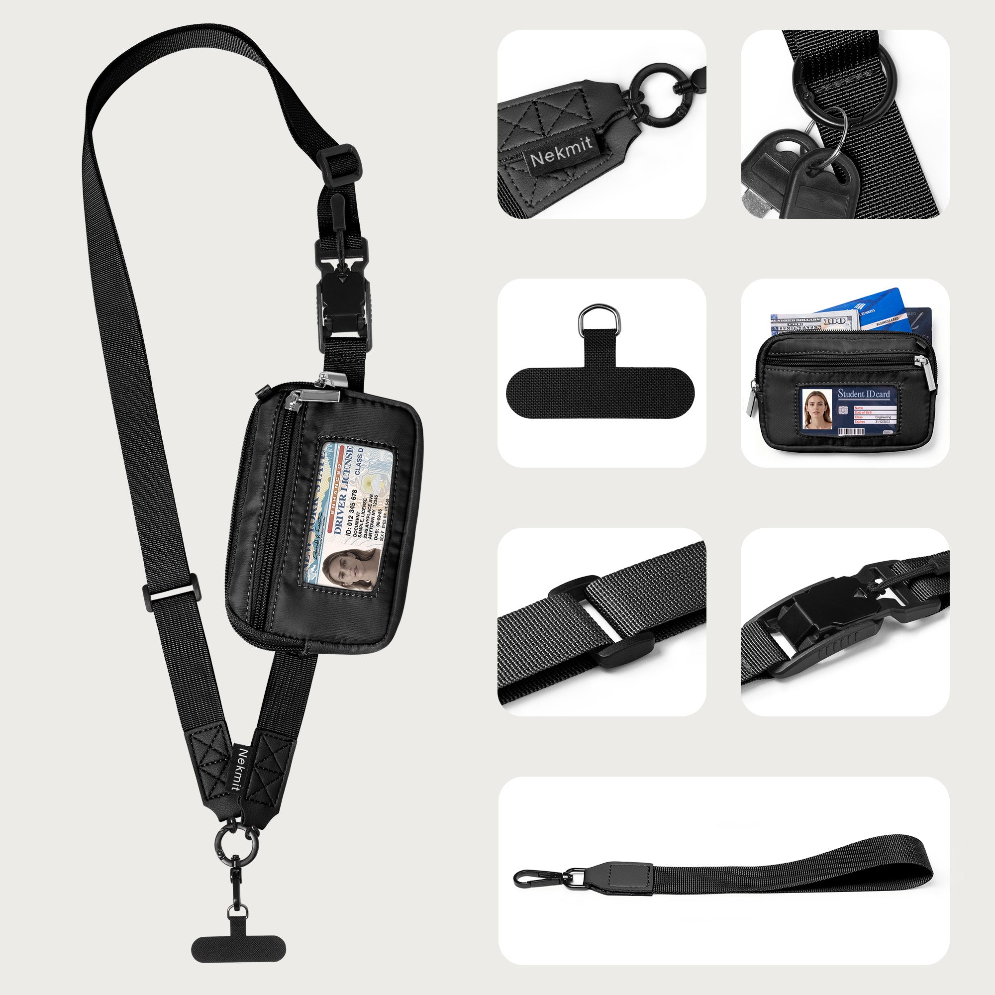 Nekmit Clip and Go Strap for Phone with Wallet Crossbody